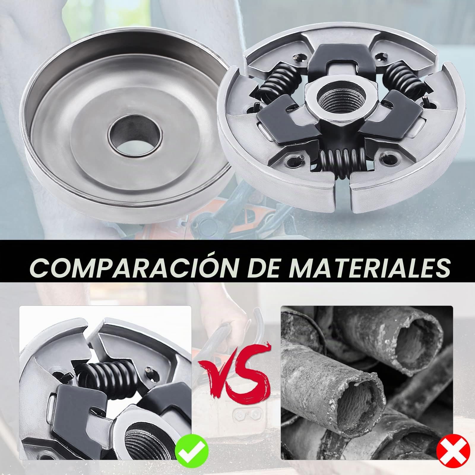 Rueda Dentada y 7-Dientes Tambor de Embrague para Stihl MS310 MS390 029 039 Motosierra, ADEFOL Piñón 3/8" + Conjunto de Embrague + Cojinete + Engranaje Helicoidal + Arandela + E-Clip + Bujía