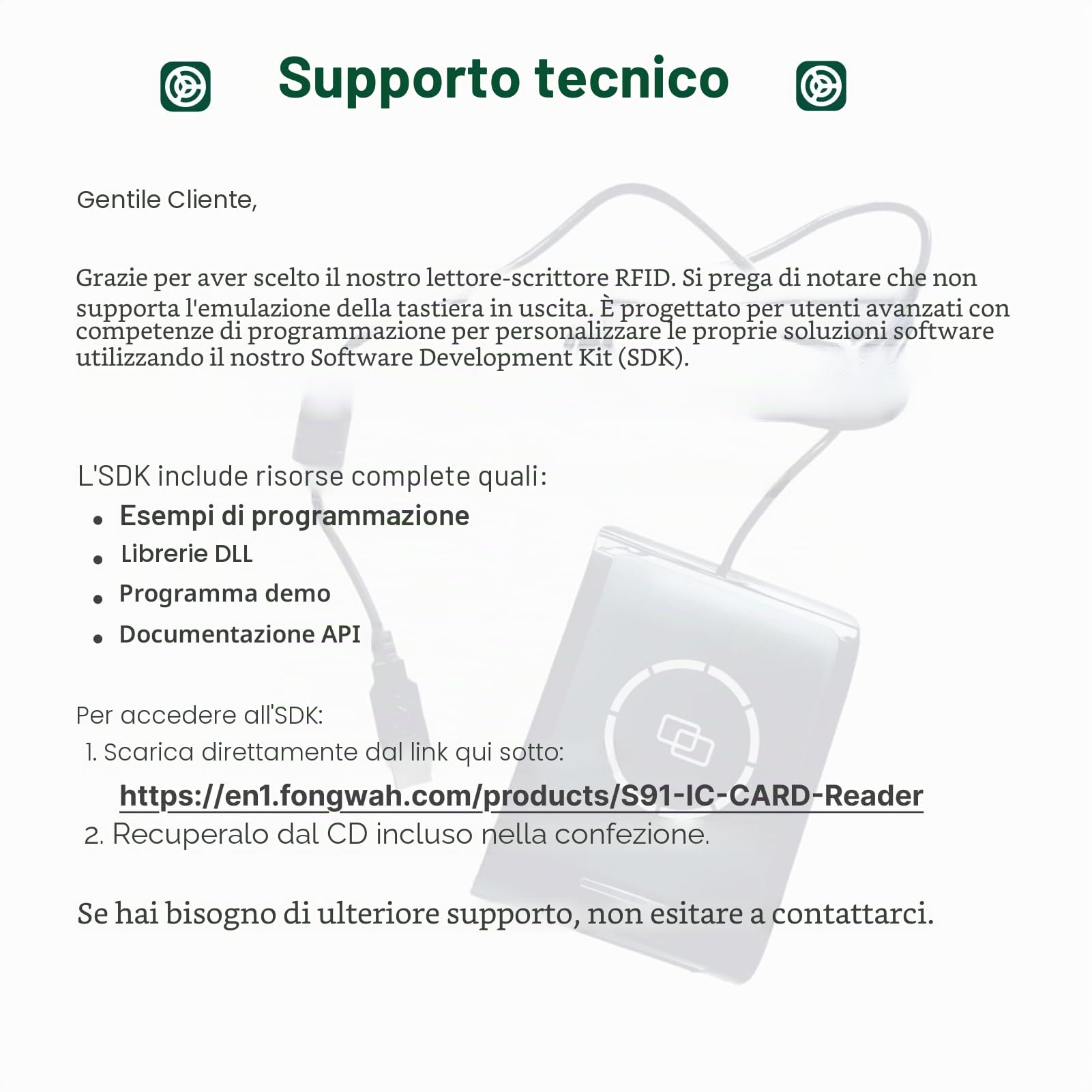 13,56 MHz RFID Reader Writer ISO 14443A/B ISO 15693 disponibile per schede contactless SDK