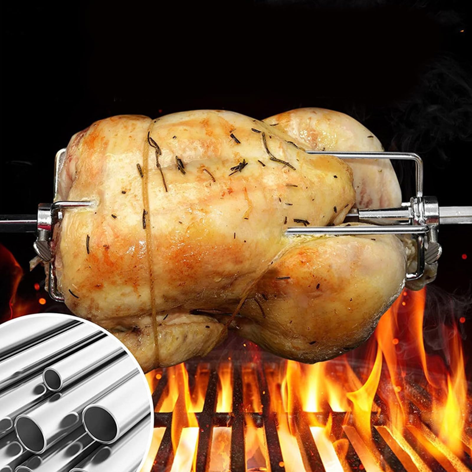 Juego de 4 tenedores de acero inoxidable para asar, para asar carne, adecuados para barbacoas domésticas, picnics y banquetes de hotel, abrazadera de carne