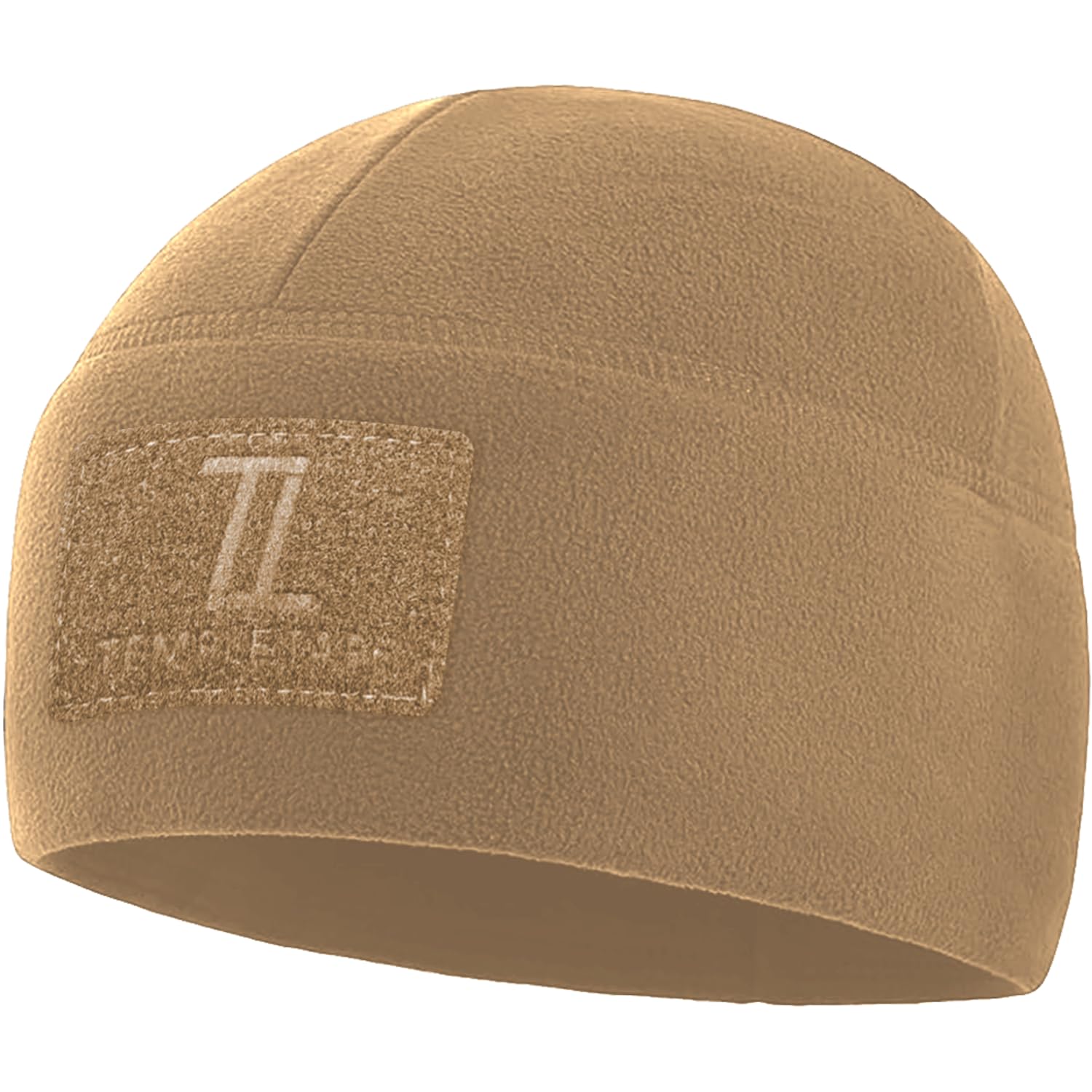 Temple Tape Tactical Beanie Hat - Front & Back Patch Panel - Multi Season Military Hats for Men - Mens Patch Army Beanies, Sand Brown, XL