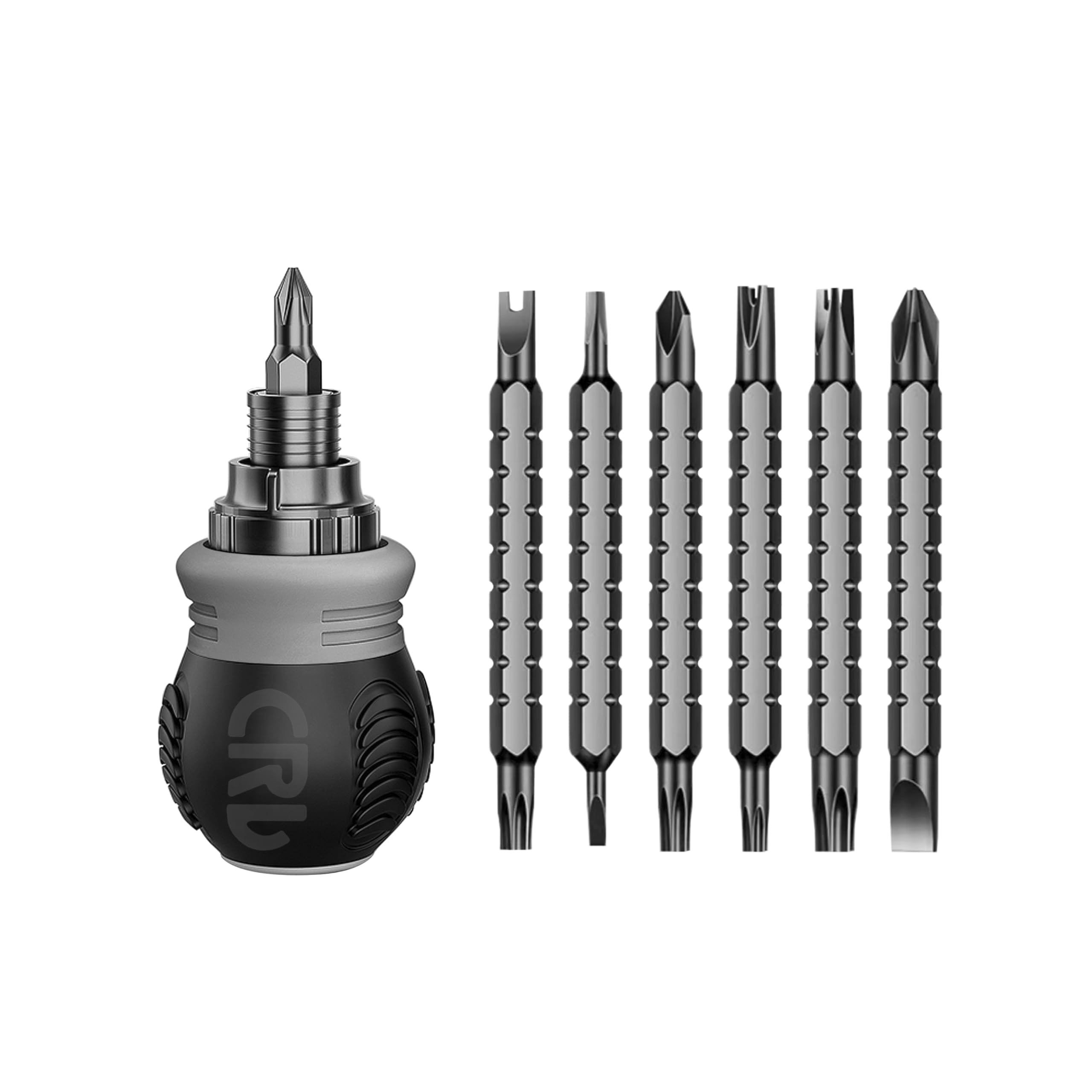 XIANGEN Short ratchet screwdriver CR-V hardened hard dual-purpose screwdriver head Telescopic dual-purpose screwdriver cross Slotted screwdriver head