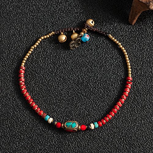 Image of kelistom Bohemian Ankle Bracelets for Women Handmade Natural Stone Beaded Chain Anklet