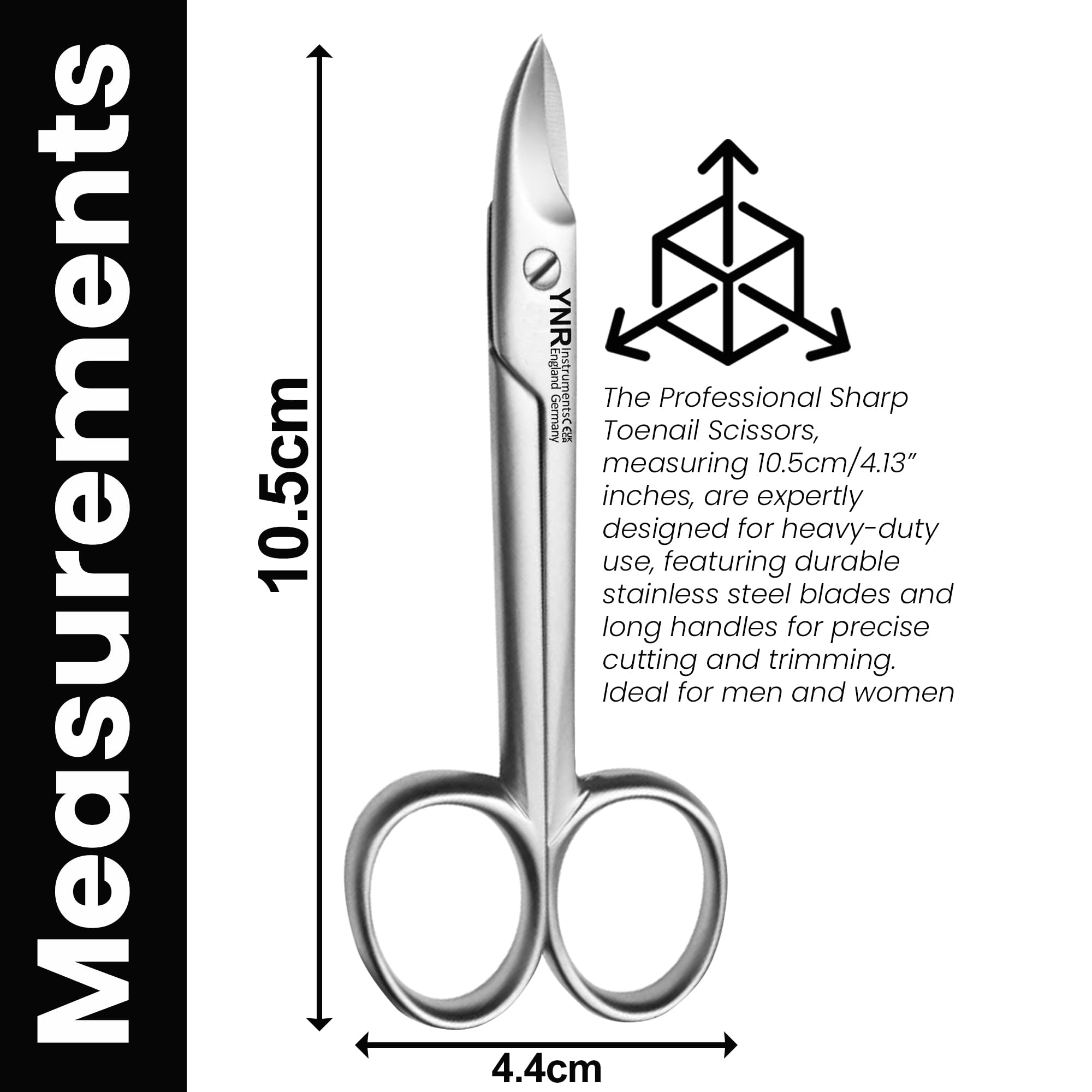 YNR German Stainless Steel Nail Scissors Cutting & Trimming Toenail Scissor Anti-Slip Serrated Blade for Men & Women Manicure & Pedicure Shares for Thick Nails & Cuticle with Pouch - Image 2