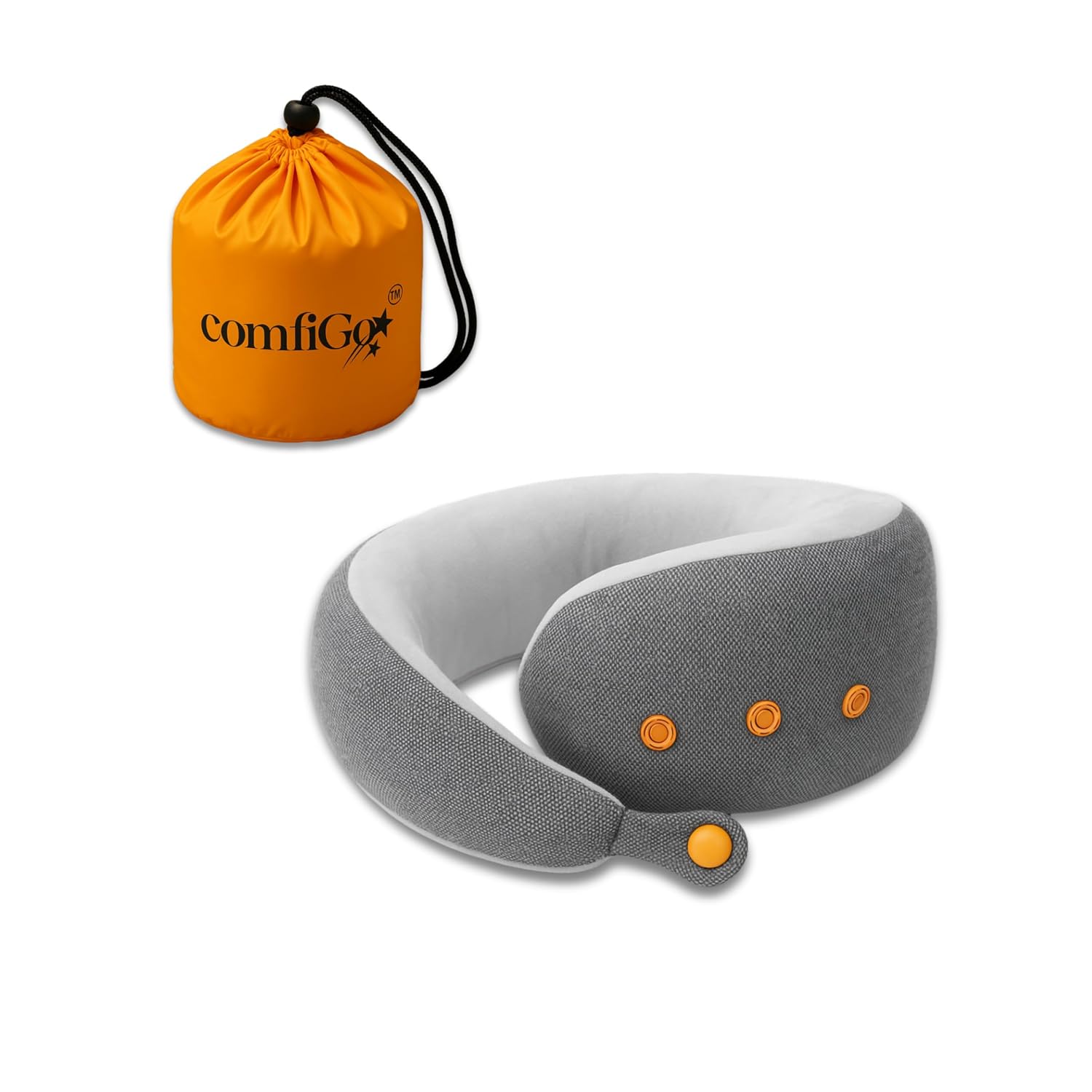 Travel Neck Pillow – Pure Memory Foam with Adjustable Magnetic Therapy Fabric, Washable Cover, Includes Travel Bag & Gift Box – Comfortable Neck Support for Travel