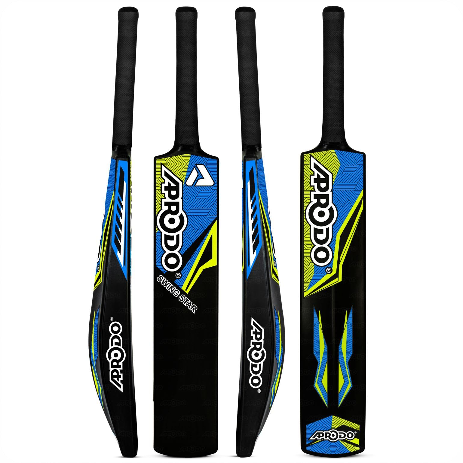 APRODO Premium Hard Plastic Tennis Cricket Bat, Lightweight Fibre, 35" x 4.5", Standard Full Size, for All Age Groups (Black Green)-image-1