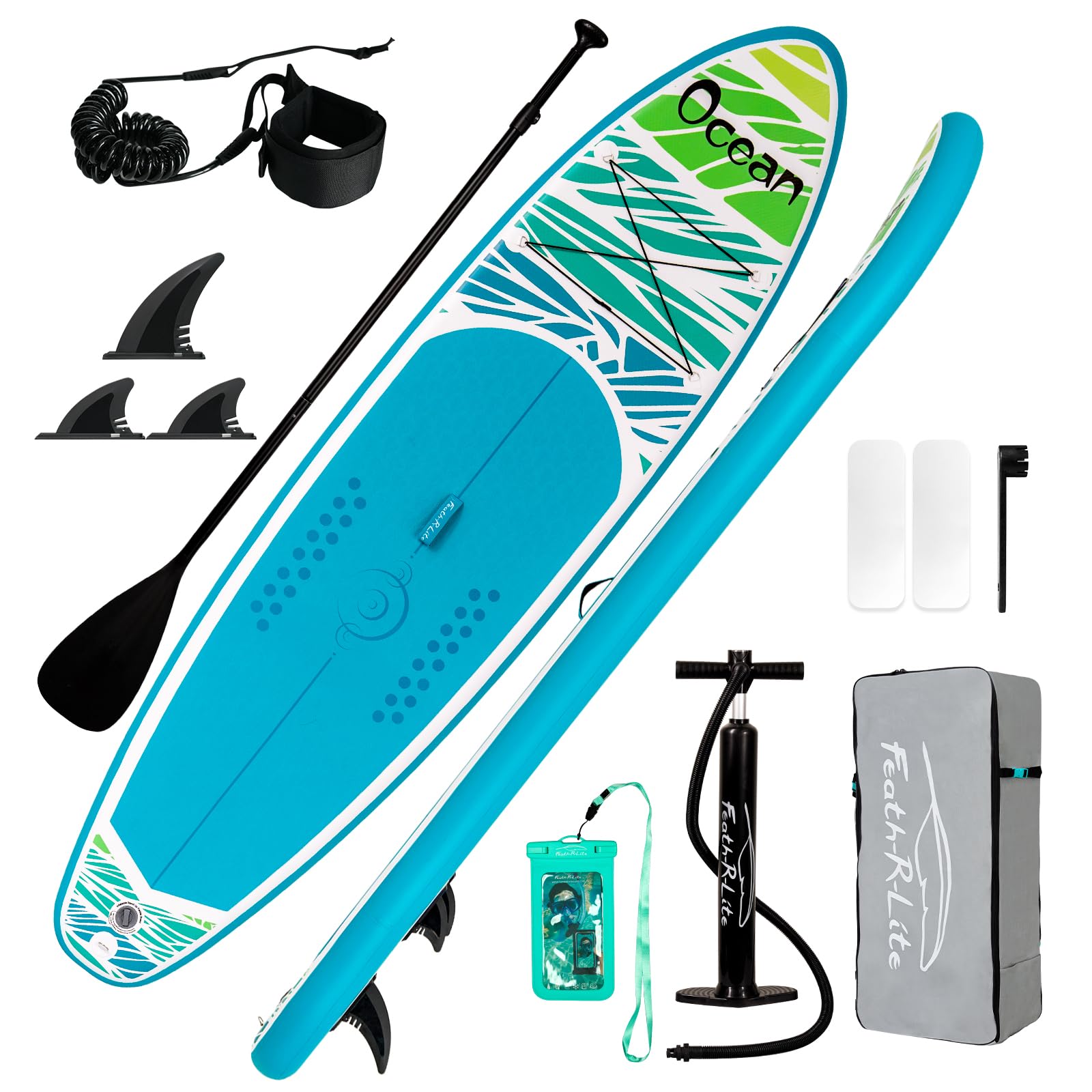 FunWater Planche de Surf Gonflable Accessoire Complet Pagaie réglable,Pompe,Sac à Dos de Voyage,Laisse de sécurité,Étui étanche