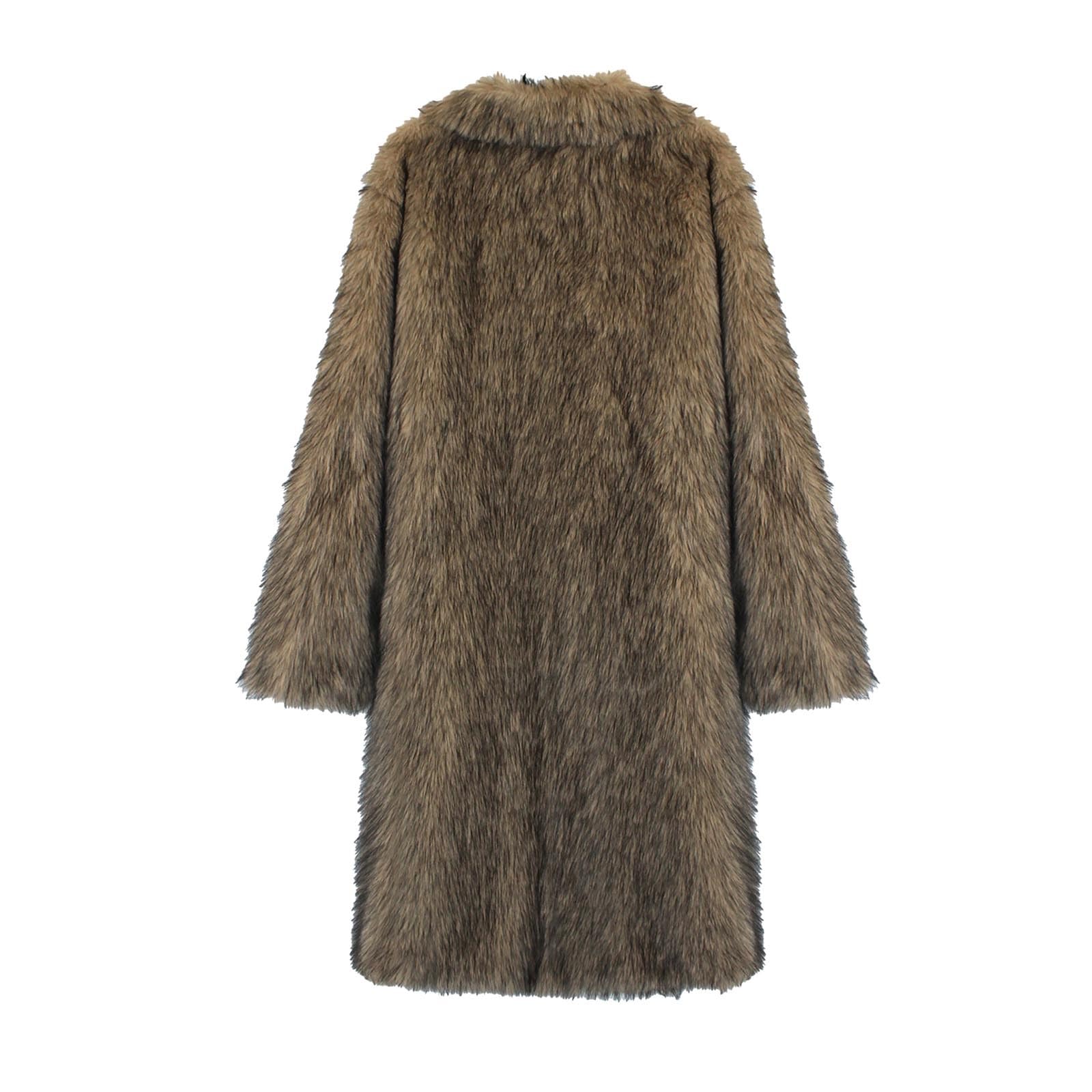 Lussuoso cappotto lungo in pelliccia sintetica per un elegante soprabito invernale con colletto spesso, caldo capospalla alla moda
