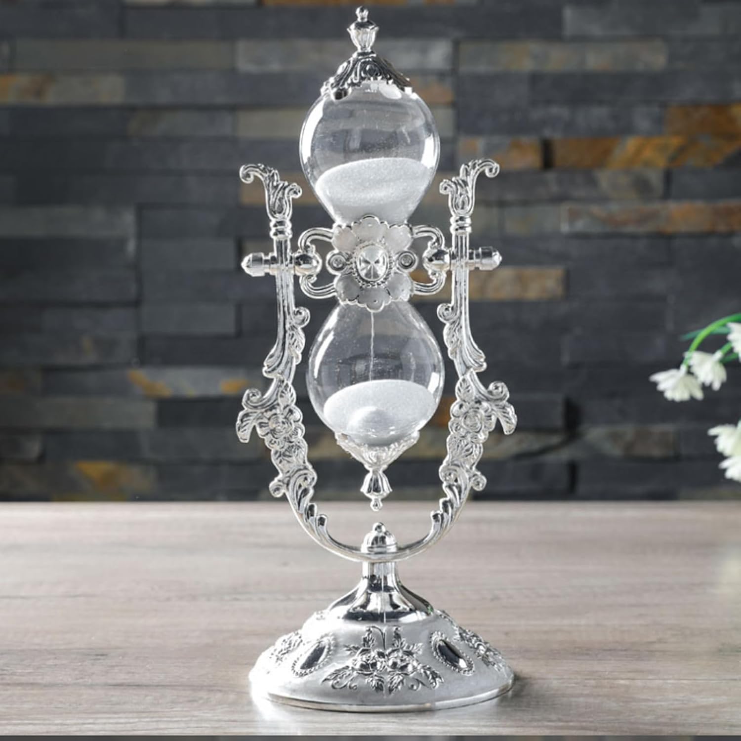 Minute Hourglass Sand Timer, 360 Degree Flip Metal Sand Clock for Home Salon Spa Yoga Meditation Office Decor (Pale Pewter)