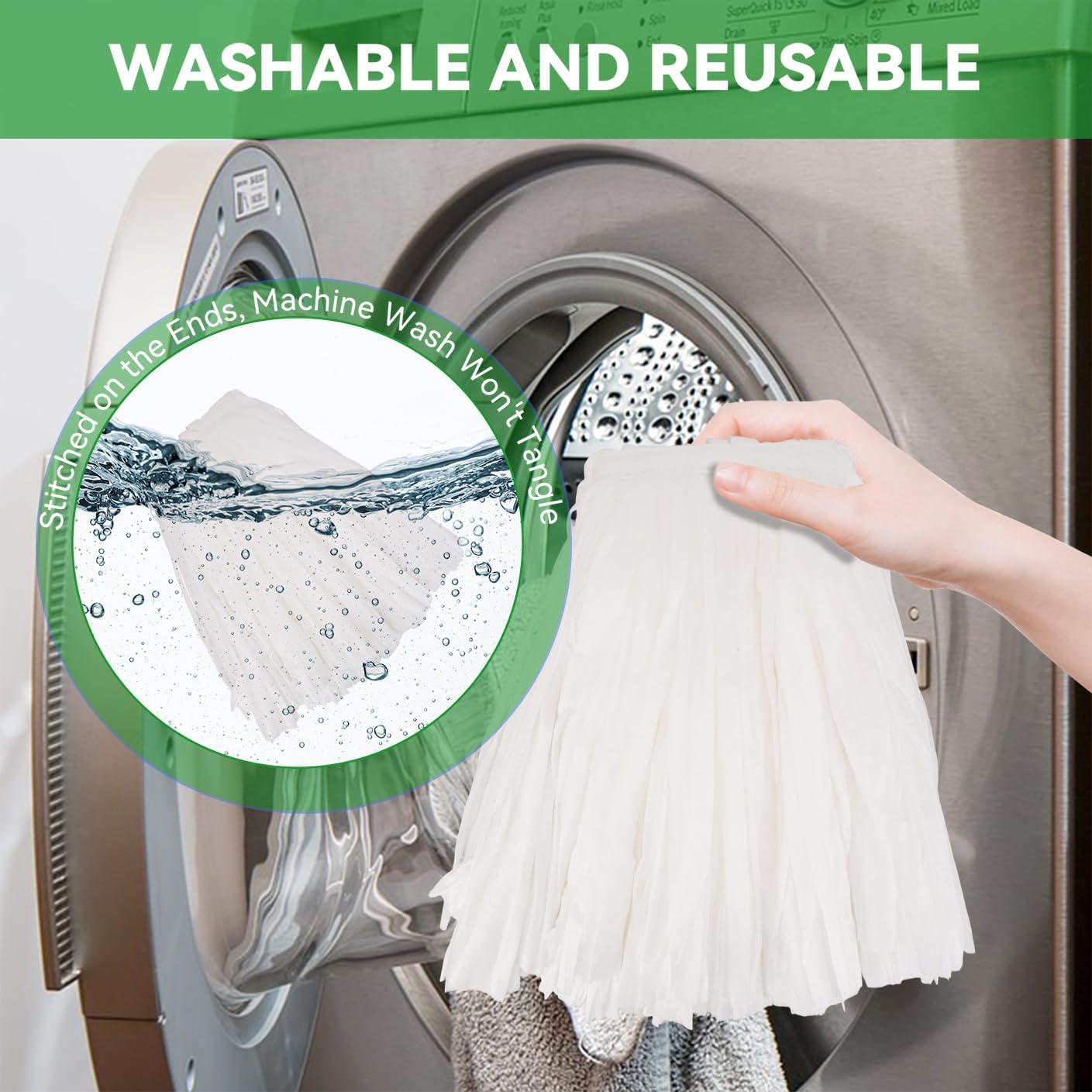 Disposable Commercial Heavy Duty Mop Heads Replacement: 12 Packs Industrial Wet Mop Head for Floor Cleaning - Commercial Products Looped End String Head Refills