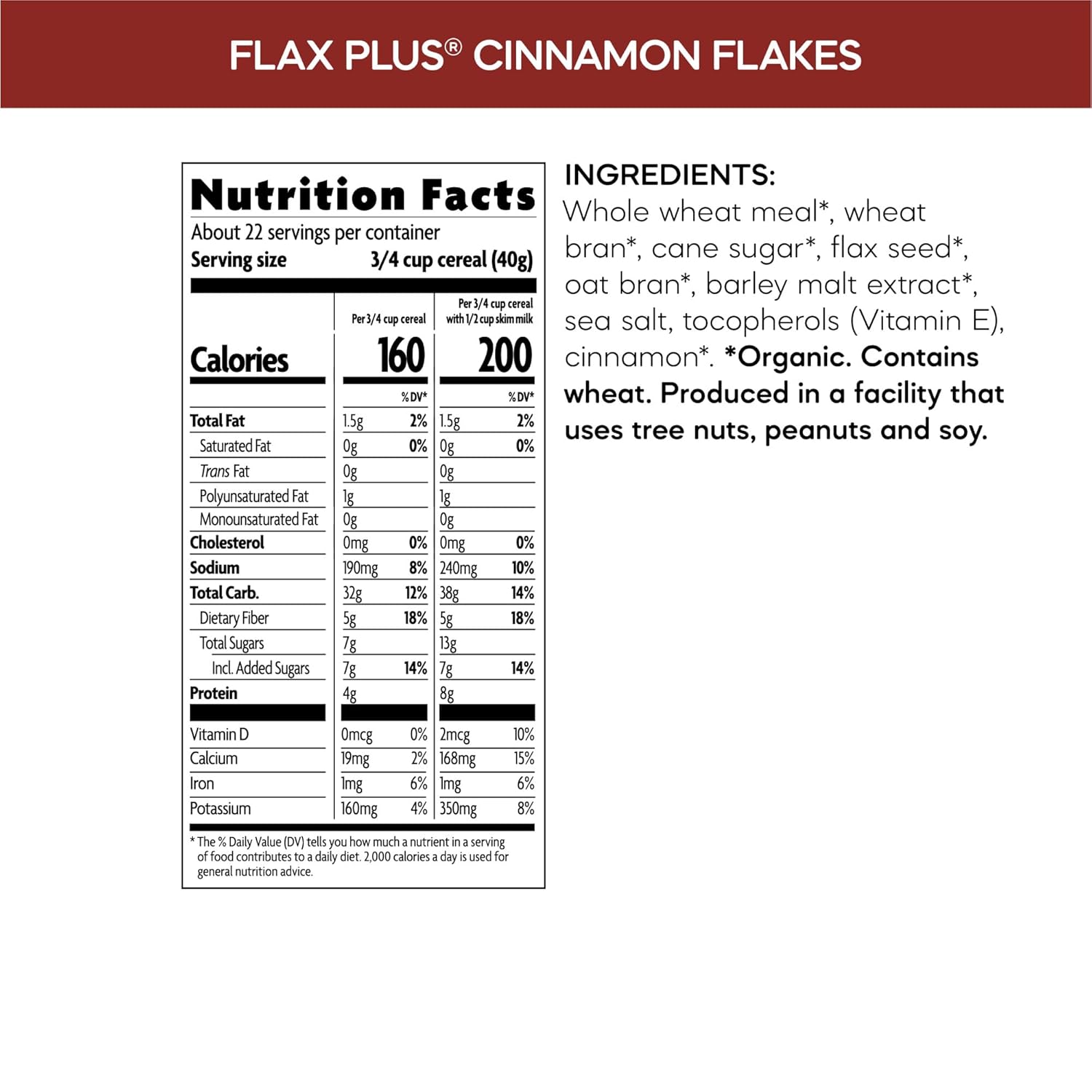 Nature's Path Organic Flax Plus Cinnamon Flakes Cereal, 32 oz (Pack of 6), Non-GMO, Earth Friendly Packaging