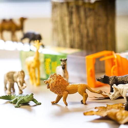 Miniatura 2 de Caja Safari Ltd con 12 animales de la jungla, incluye jirafa, oso pardo, tigre, camello, león, cocodrilo, gorila, hipopótamo, rinoceronte, cebra,