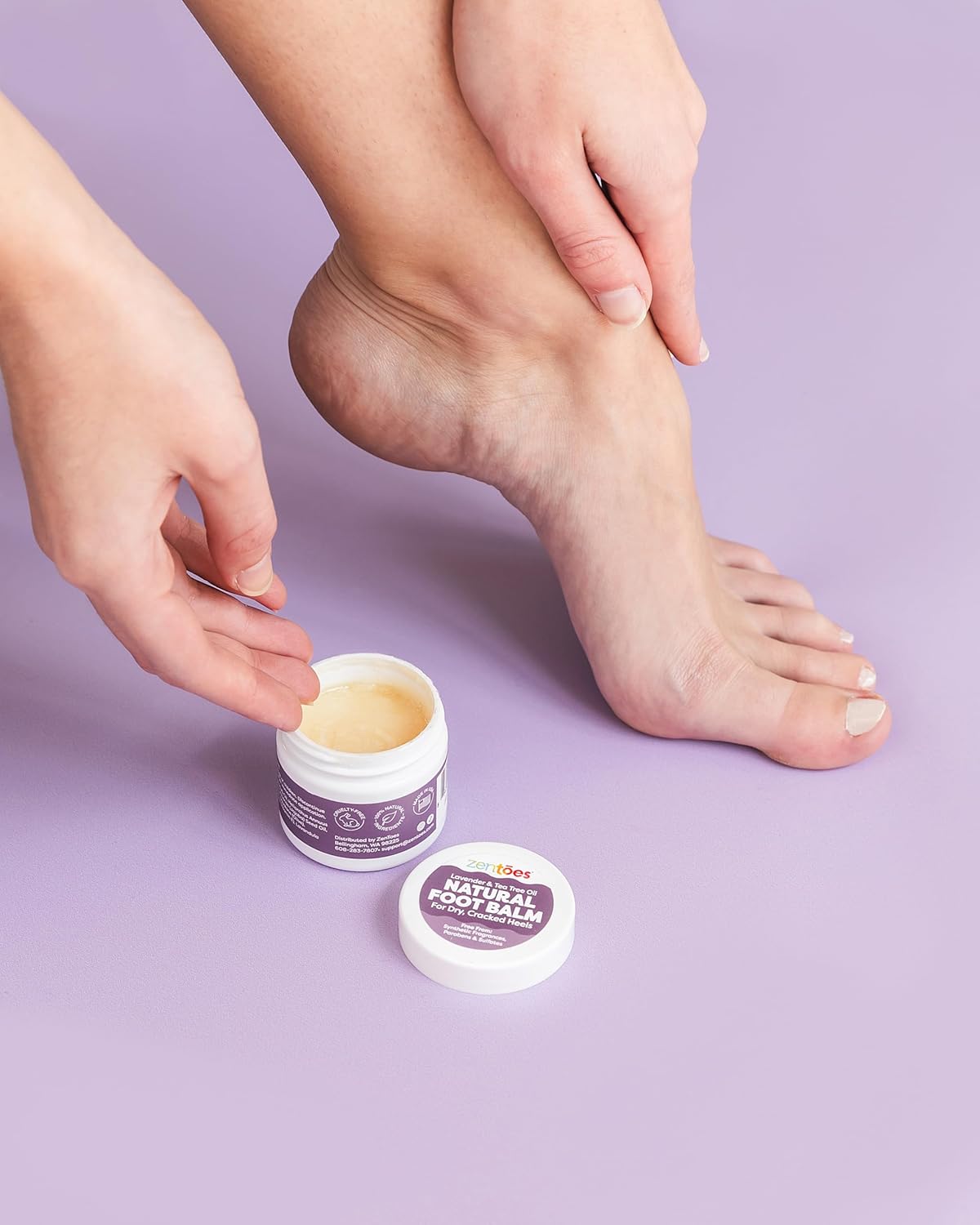 ZenToes Moisturizing Heel Socks with Natural Hydrating Foot Balm Bundle - Home Pedicure Gift Set - Fuzzy Blue Kit