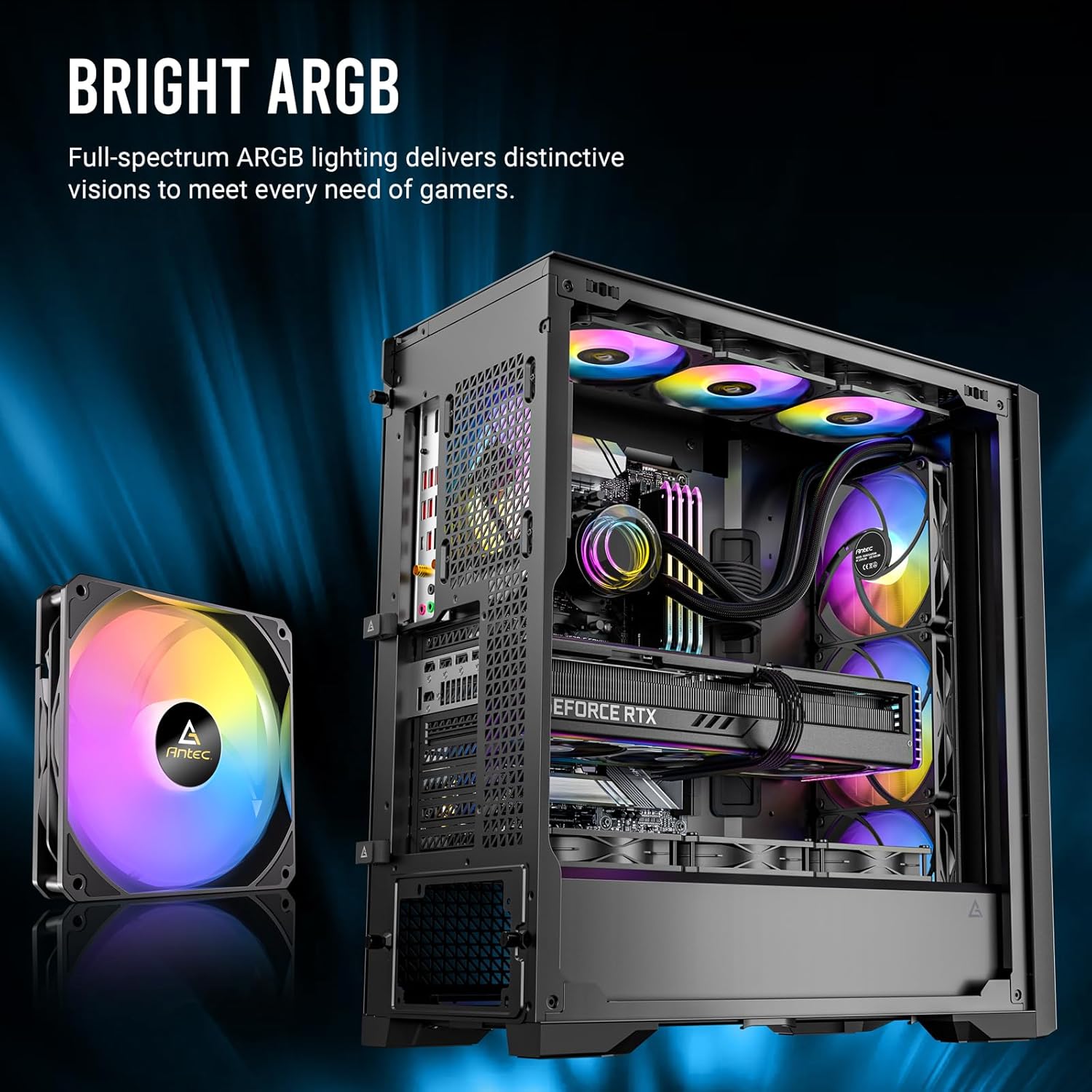 Antec PWM PC Fans, 4 Pin PWM, 3 Pin Addressable RGB fans, 140mm Fan, 73.61CFM Case Fans, Computer Fans with 1350 RPM, Performance Series, 3 Packs