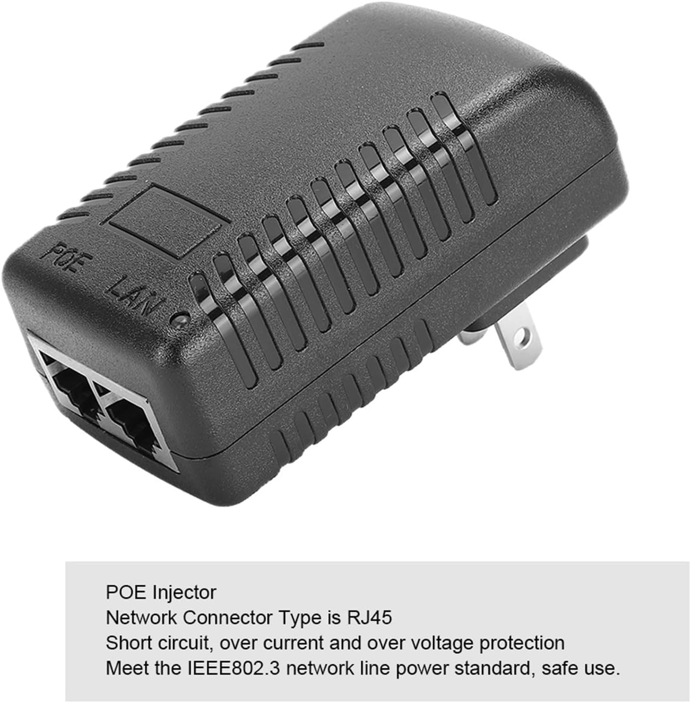 Yinhing Power Adapter Plug POE Injector EU/US Optional POE Plug POE Injector 100-240V DC 24V 1A Power Adapter Plug POE Plug POE Injector Adapter(US Plug)