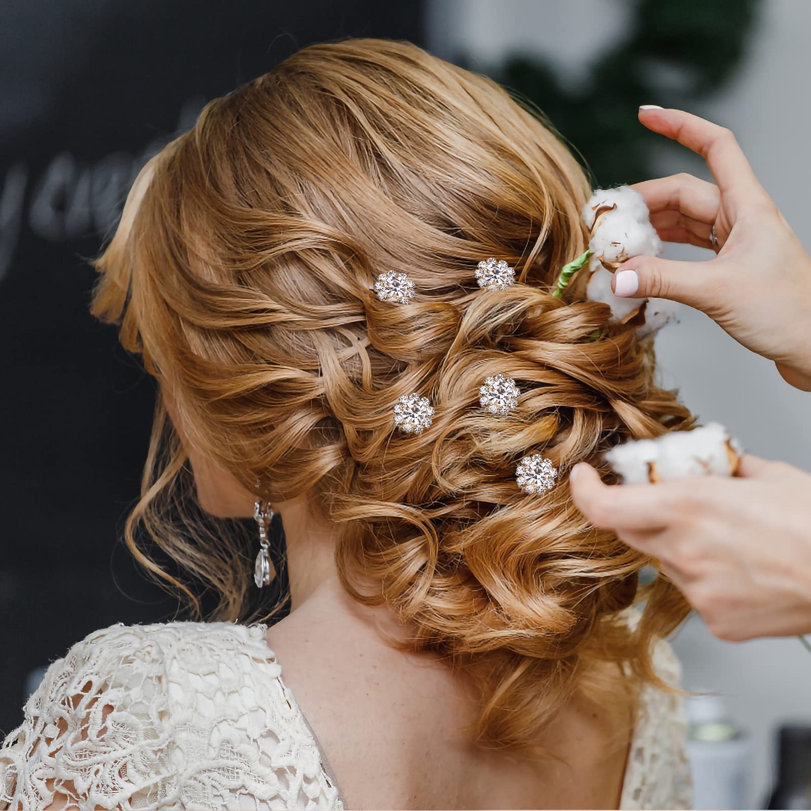 KINBOM 12 Piezas Horquillas Diamantes Pelo Mujer Boda, Horquillas Flor Cristal Accesorios Novia Dorado
