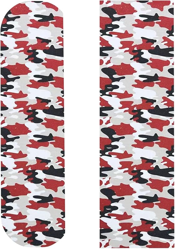 ZUEXT 9" x 33" Red Camo Skateboard Grip Tape 2 Pack (23x84cm) | Bubble Free, Waterproof, Griptape for Scooter Longboard Rollerboard, Non Slip Sandpaper for Stairs Pedal Wheelchair Steps