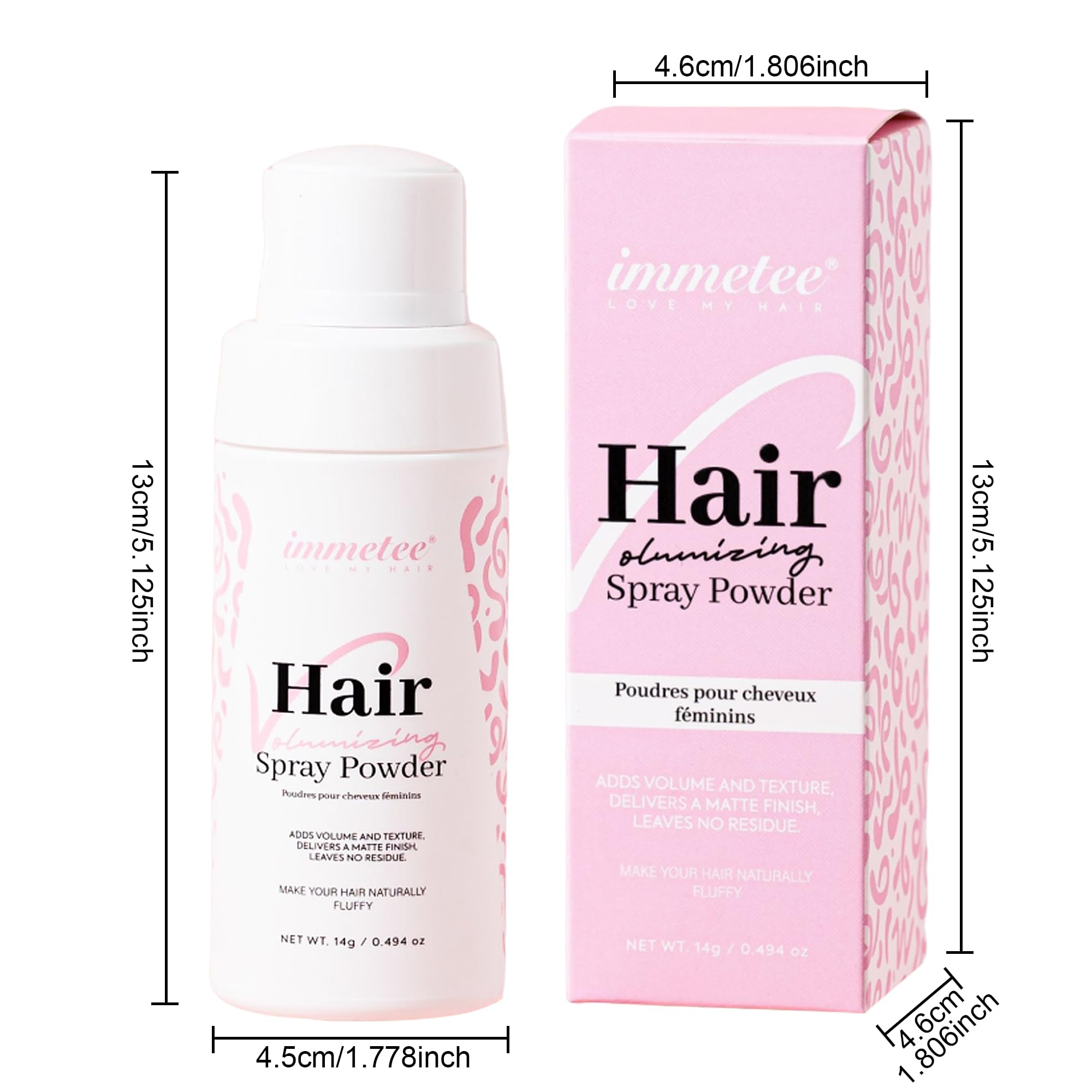 immetee Texture Powder, Volumizing Powder for Hair Volume & Texture, Opaque Effect & Natural Finish, Hair Volume Spray Root Lifting Powders 14g