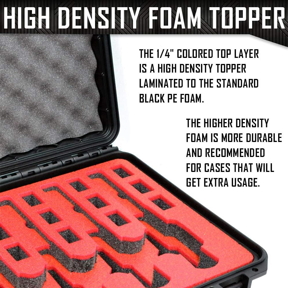 5 Pistol 18 Magazine Doro Gun Case with Custom MyCaseBuilder Foam Insert - Waterproof, Heavy Duty - Tactical Firearms and Ammunition Holder, 18 x 14 x 7 Inches