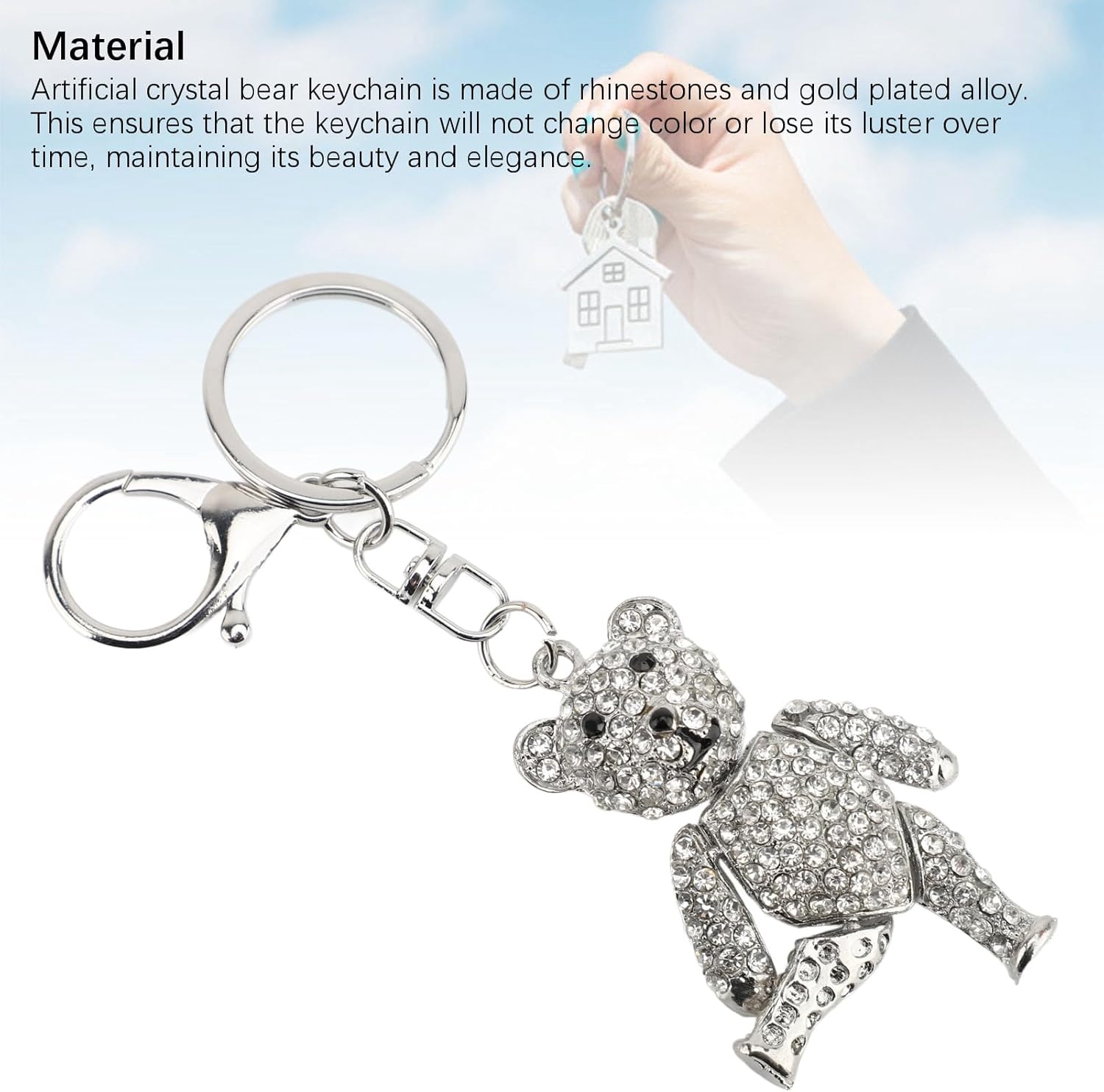 Bling Keychain Artificial Crystal Pendant Keychain Rhinestone Car Key Keychain For Bags Wallets Backpacks - Image 8