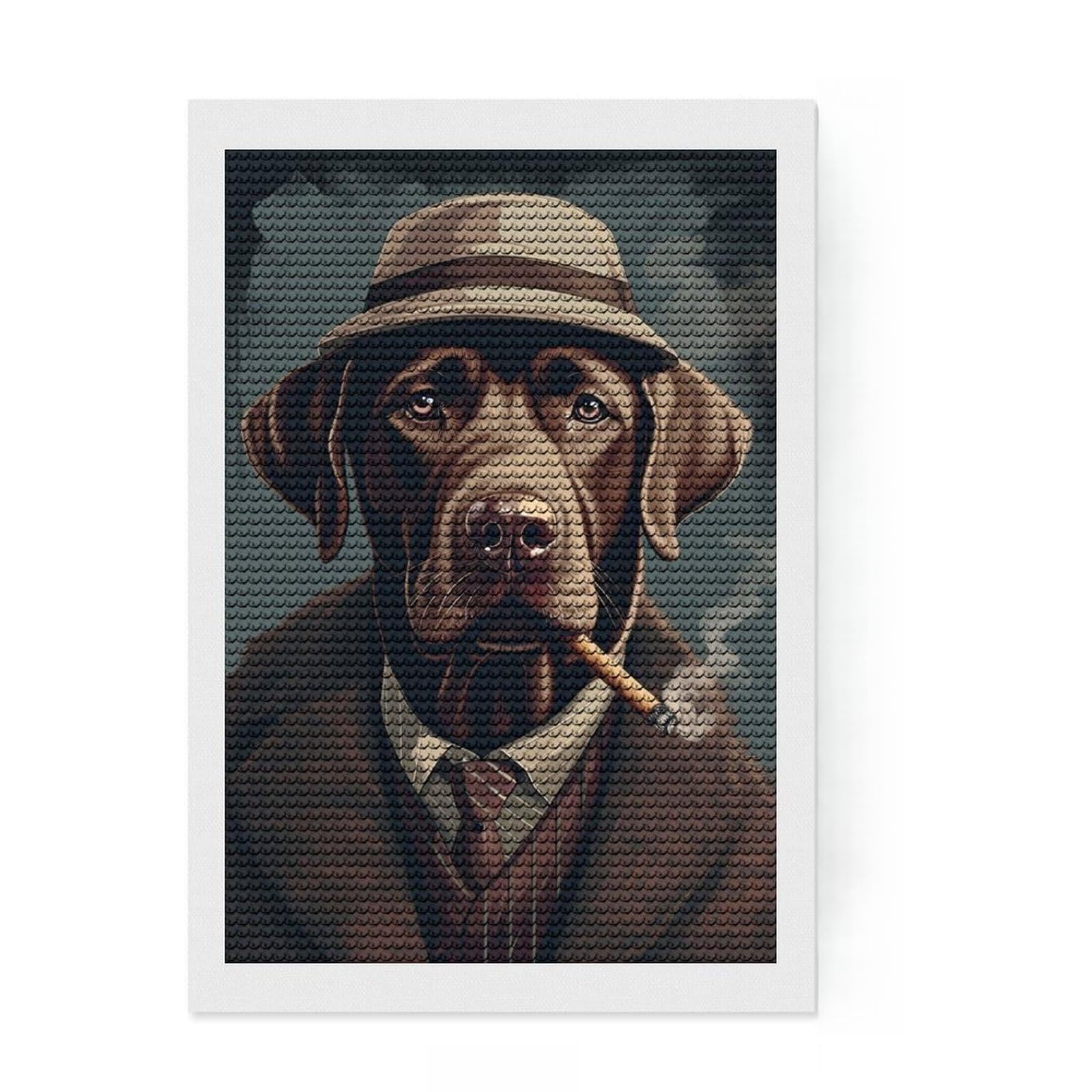 Junmoney Brown Labrador Gangster 5D Diamond Painting Kit 8"x12", for Women, Farmhouse Decor, Boho Decor, Thoughtful Present, Relaxing DIY