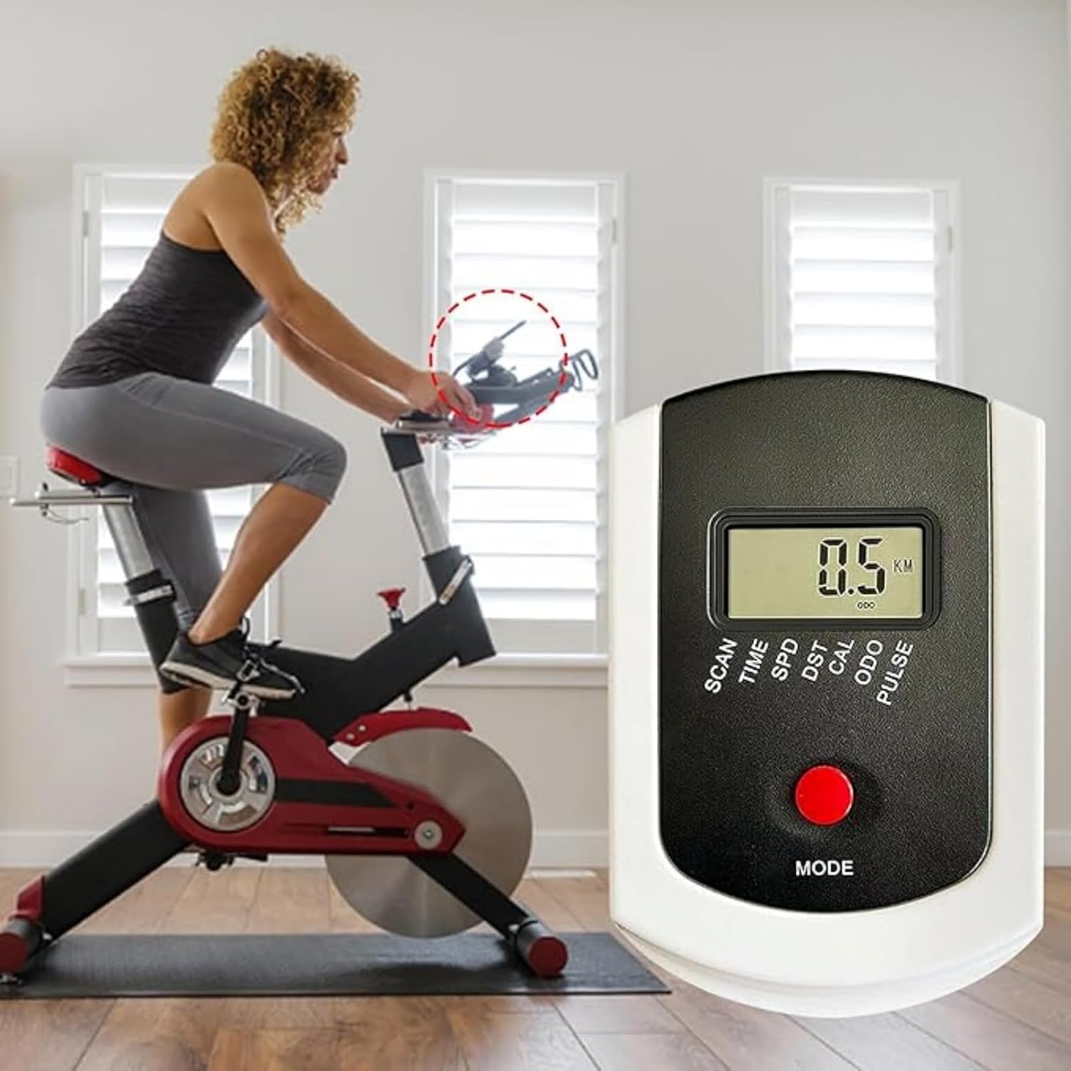 LCD Bike Computer for Indoor Exercise Bikes – Speedometer with Time, Speed, Distance, Calories & Odometer Display – Easy-Install Fitness Monitor for Home Gym Cycling Equipment