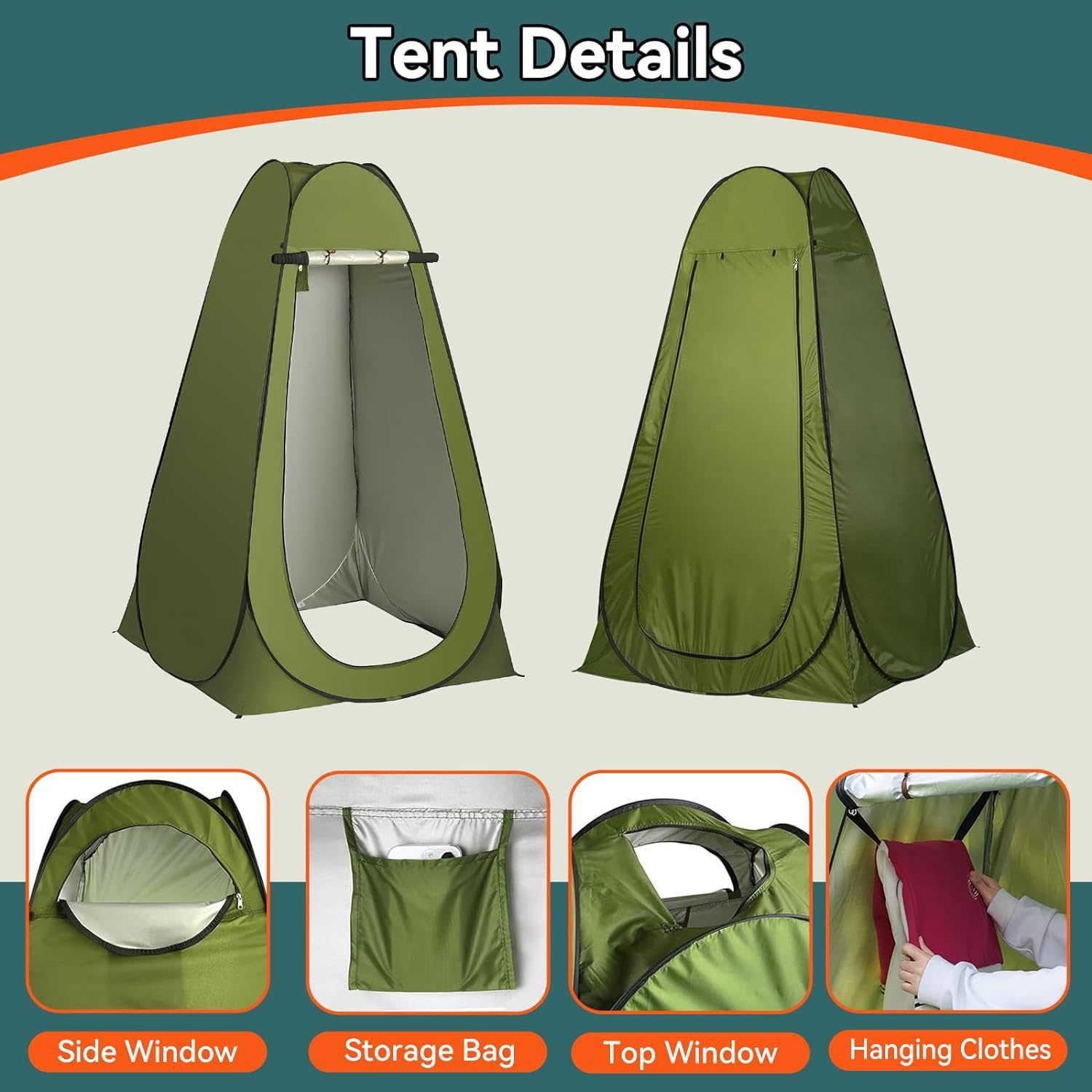 Tente de toilette pop-up et de douche, abri d'intimité portable pour l'extérieur, imperméable, anti-UV, convient pour le camping, la randonnée, la pêche, la plage et les pique-niques