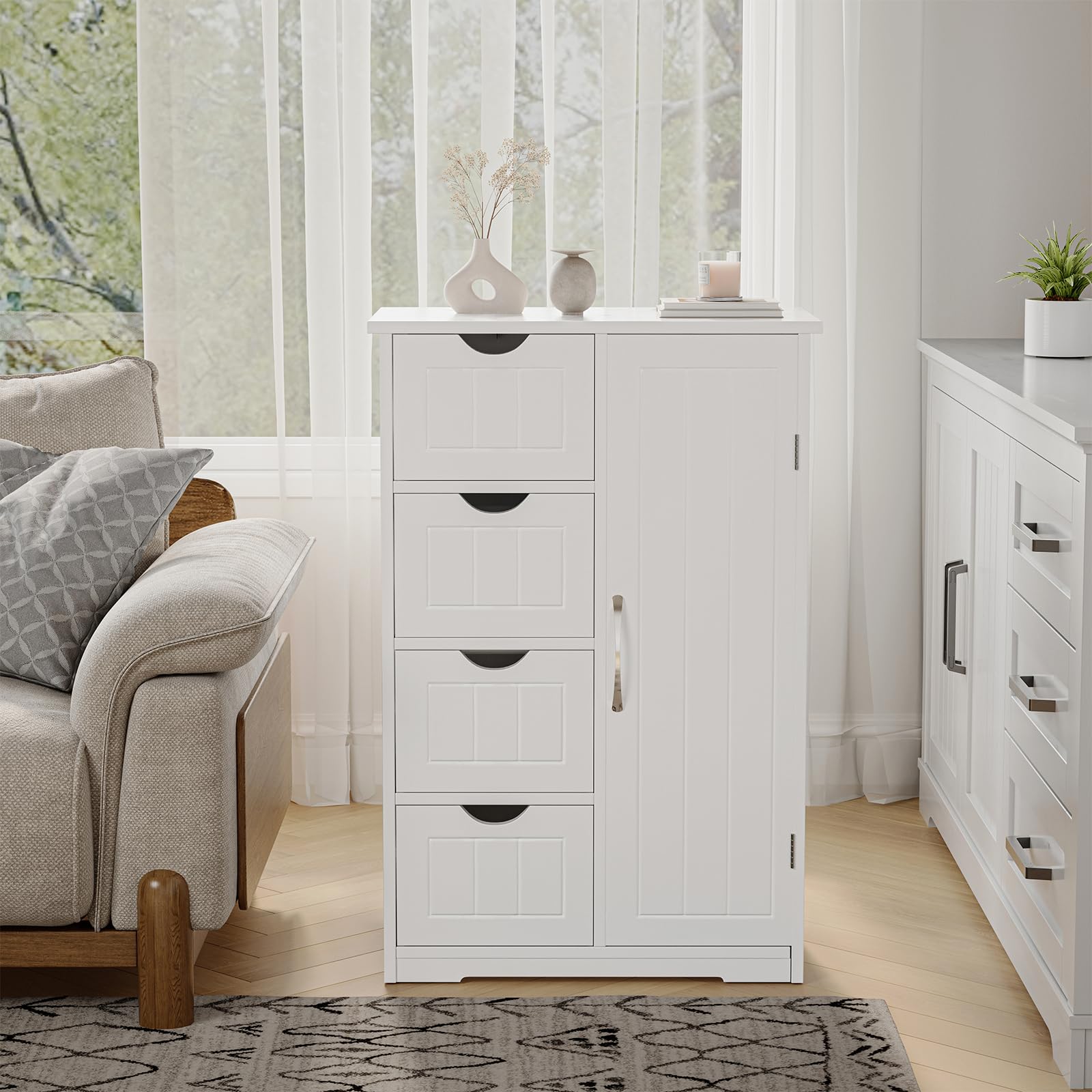 Sweetcrispy Badezimmerschrank, Badschrank,Hochglanz Weiß, 55x30x 82cm