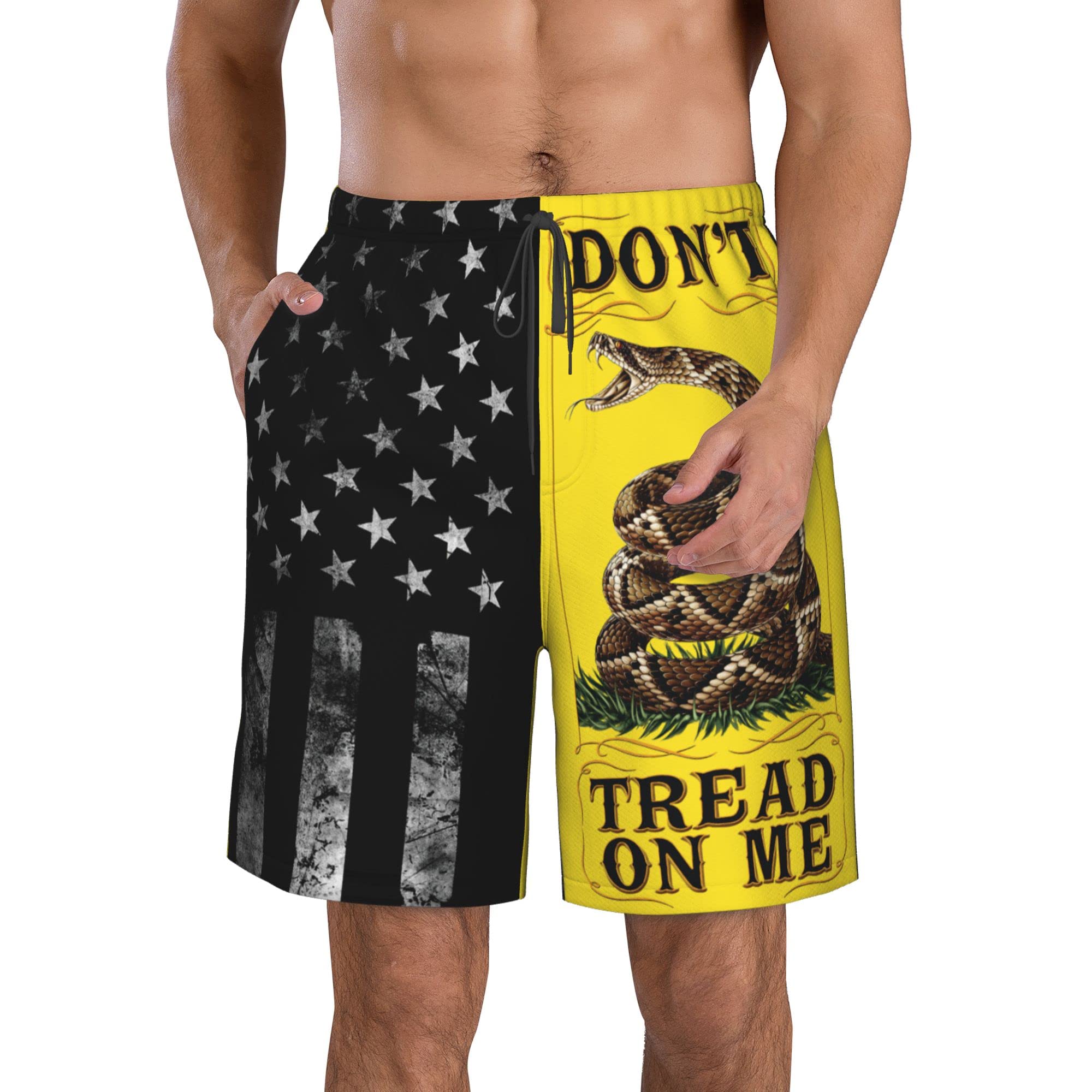FT FENTENG Mens Swim Trunks Swimsuits, Funny Hawaii Quick Dry Beach Shorts for Men Swimming Trunks, American Flag USA Printed Board Shorts Men's Swimwear Bathing Suit with Mesh Lining, Large