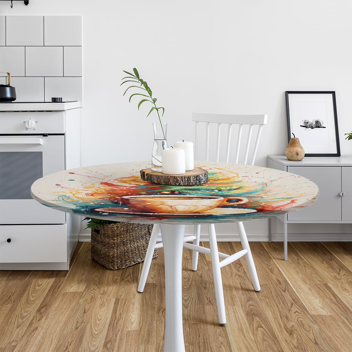 Christmas Christmas Tree Coffee Round Fitted Tablecloth With Elastic Outdoor Tablecloths Tables Waterproof Stain-Resistant Wipeable Table Cover for Kitchen Patio Picnic,Camping,Dinner 45-50inchC-24