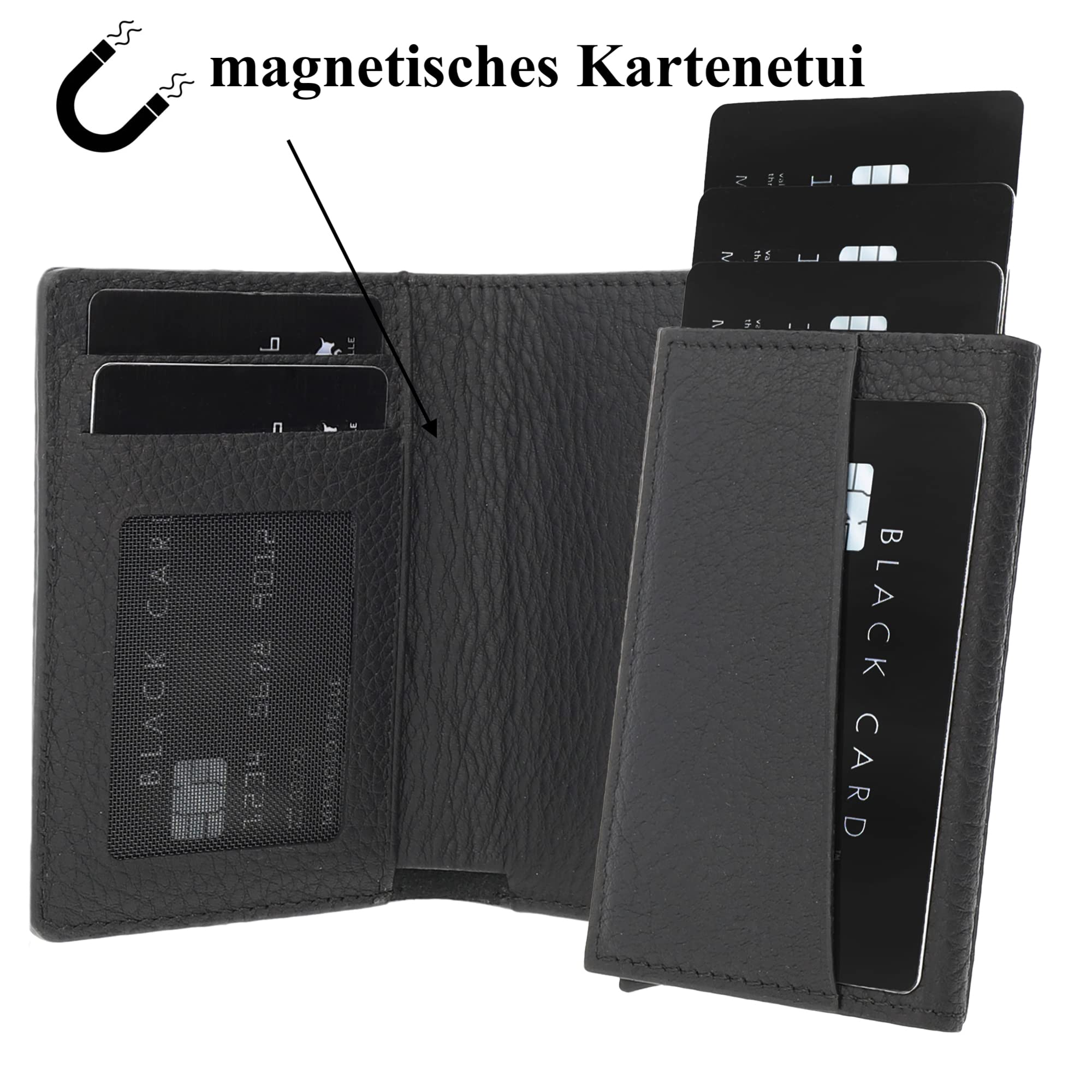 Solo Pelle Leder Geldbörse mit abnehmbarem Kartenetui + Münzfach für 15 Karten + Geldscheine geeignet | Kreditkartenetui mit RFID Magic Q-Wallet (Matt Schwarz)