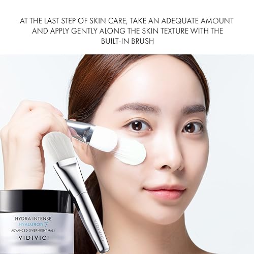 Miniatura 7 de VIDIVICI Hydra Intense Hyaluron7 Advanced - Máscara de noche hidratante de larga duración con ácido hialurónico, incluye cepillo de lujo de 1.69