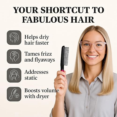 Miniatura 4 de Juego de 2 peines alisadores de cabello, peine de hierro plano para hermosos estiramientos, peine alisador con agarre firme, ideal para nudos y