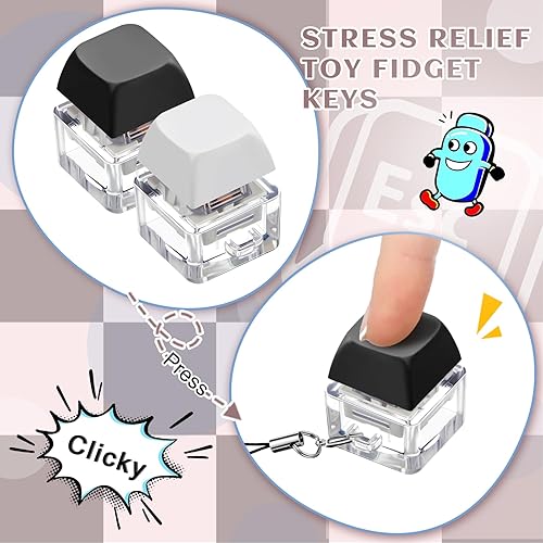 Miniatura 6 de Taiyin - Llavero de juguete con teclado clicker, juguete de descompresión con botón, llavero antiestrés, regalo para adultos para pasar el tiempo