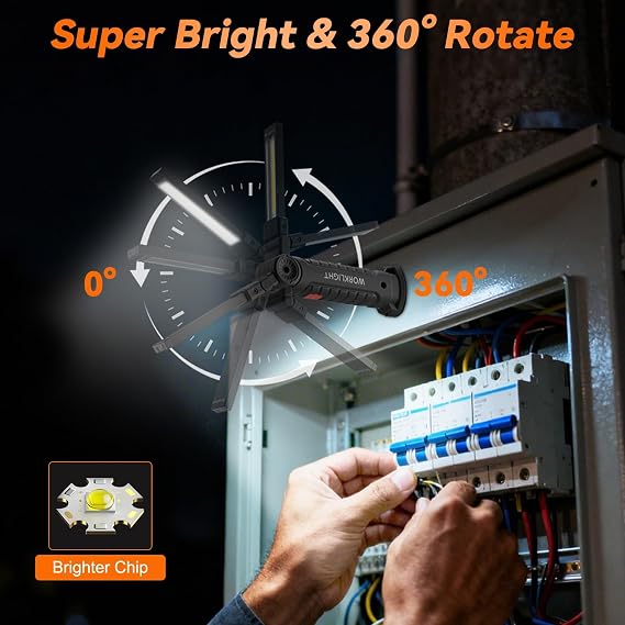 12Pack Magnetic Rechargeable LED Work Light/Flashlight for Mechanic