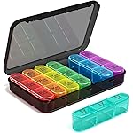 ASprink Pill Organizer 3X a Day - Medicine Pill Organizer - Weekly Pill case - Daily Pill Box 7 Day Organizer Container for Vitamins and Medication