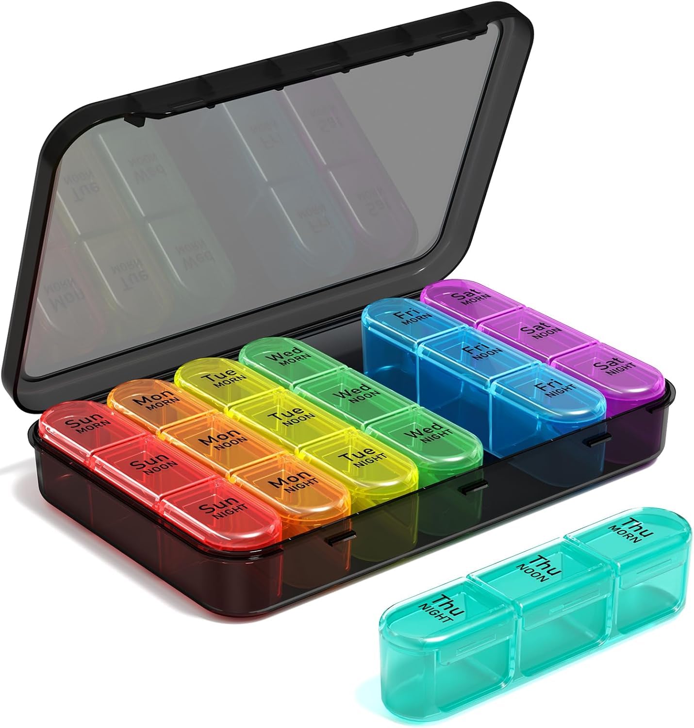 ASprink Pill Organizer 3 Times a Day - Medicine Pill Organizer - Weekly Pill case - Daily Pill Box 7 Day Organizer Container for Vitamins and Medication