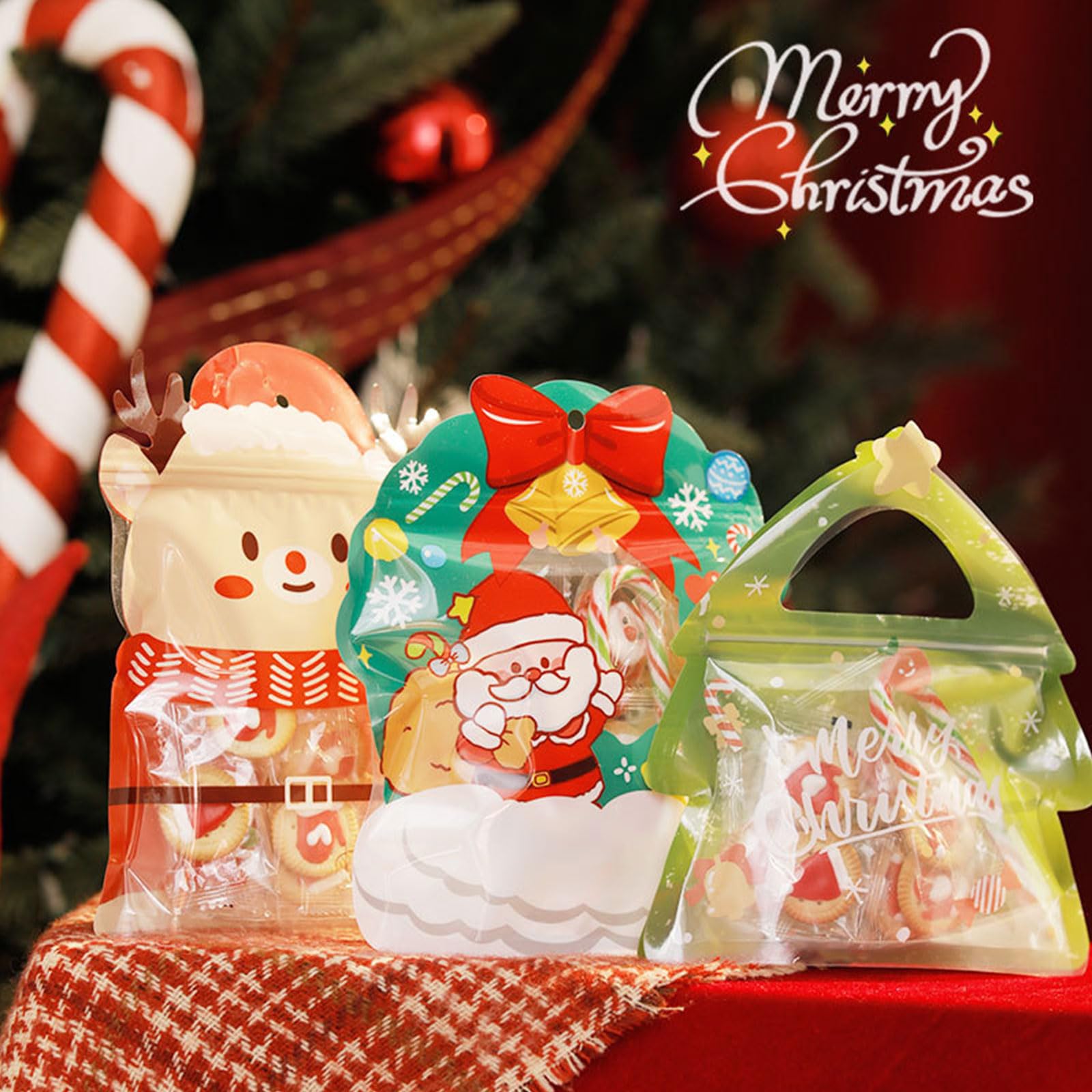 50pcs Large Christmas Candy Treat Bags Christmas Goodies Bags Party - View #8