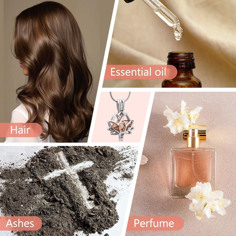 Cremation Jewelry Lotus Flower Urn Necklaces Ashes Stainless Steel Memorial Ash Pendant Necklaces Jewelry Memory of Lost Loved for Men Women Gifts - Image 6