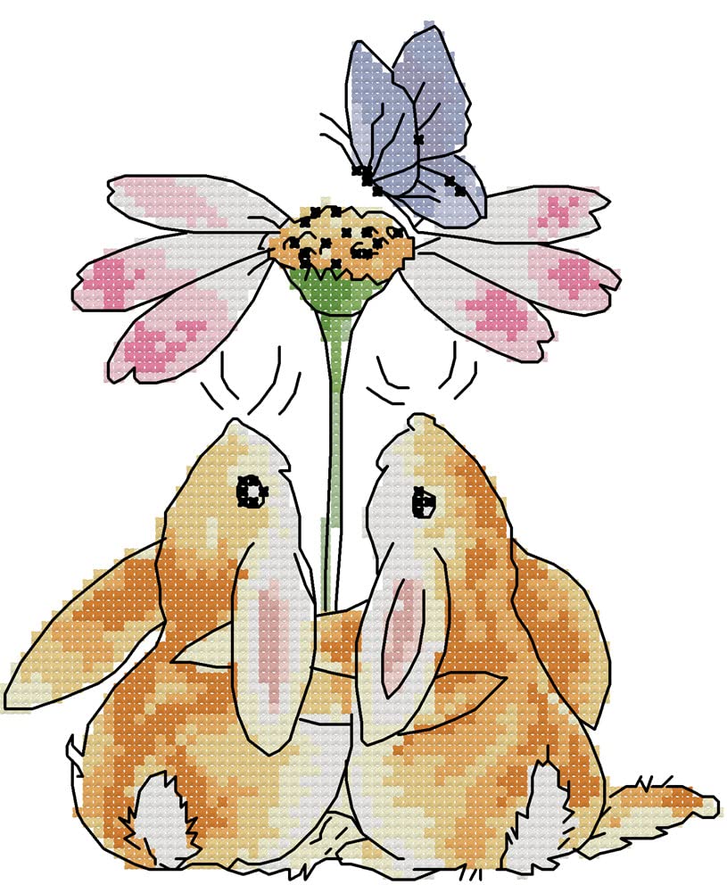 Awesocrafts Rabbit Cross Stitch Stamped Kits And Butterfly Easy Patterns Cross Stitching Embroidery Needlework Kit Supplies