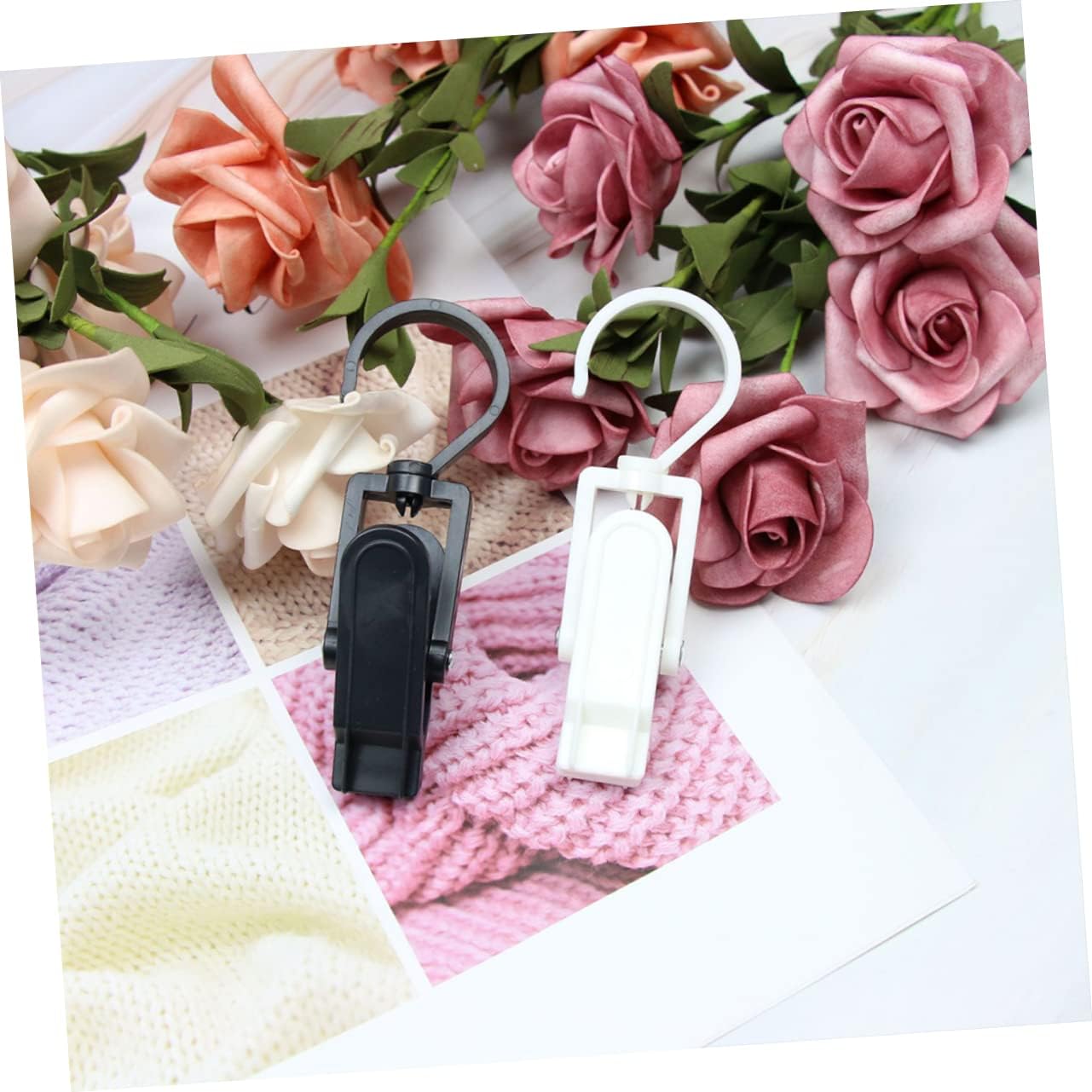 20pcs Stable Material Plastic Clips White Shower Curtain Hooks Easy Install Curtain Hanger