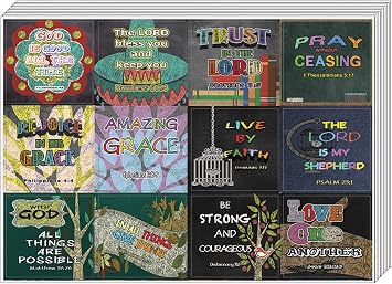 NewEights Colorful Bible Verse Stickers 5 Sheet - Total 60 pcs 5 x 12pcs Individual Small Size 2.1 x 2 Inches, Waterproof, Unique Designs, Variety Stickers Multi-Colored with Bible Verses