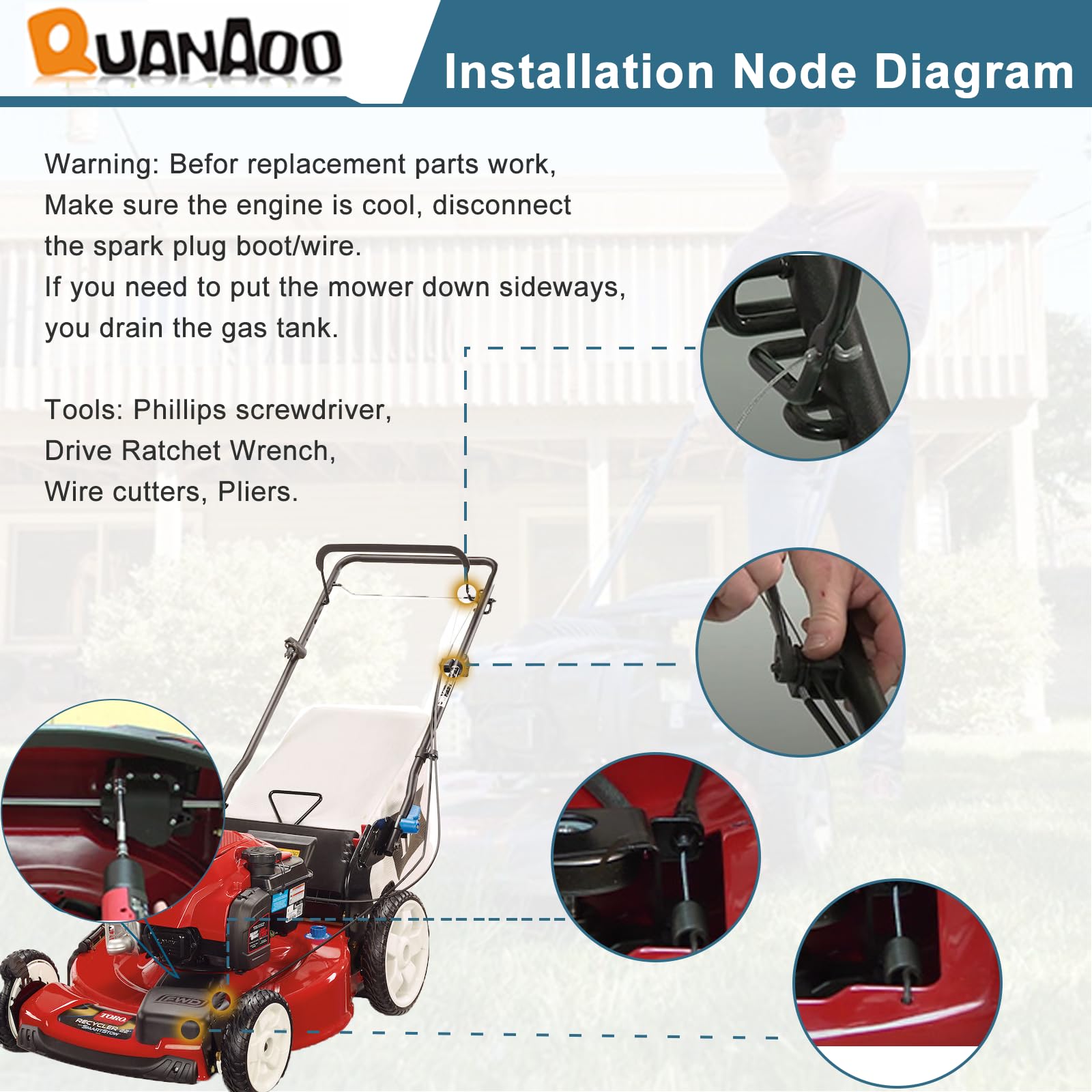 Toro Recycler Replace Mower Pull Cord Lawn Mower Parts Quanaoo