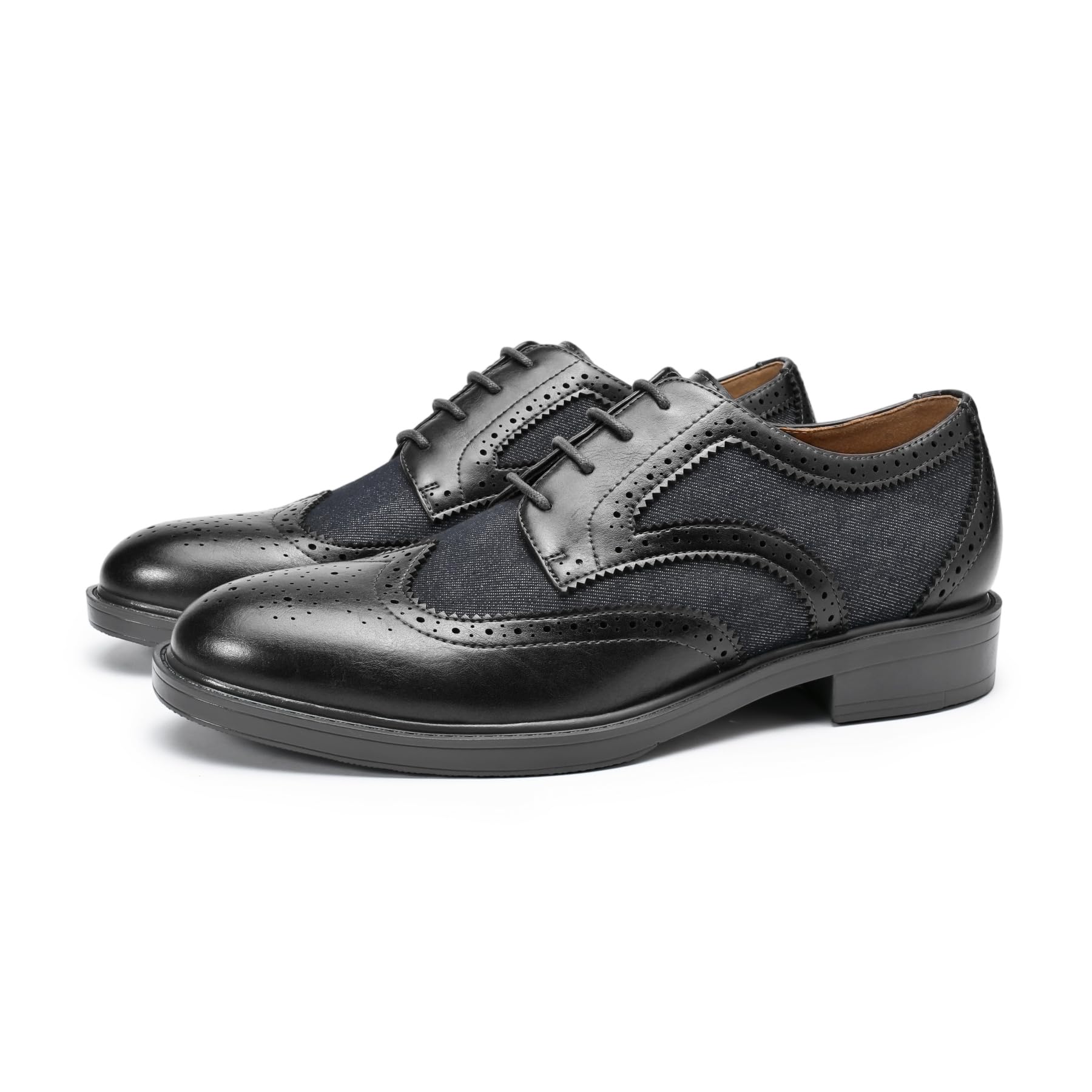 Allthemen Męskie buty garniturowe skórzane Brogue sznurowane klasyczne buty