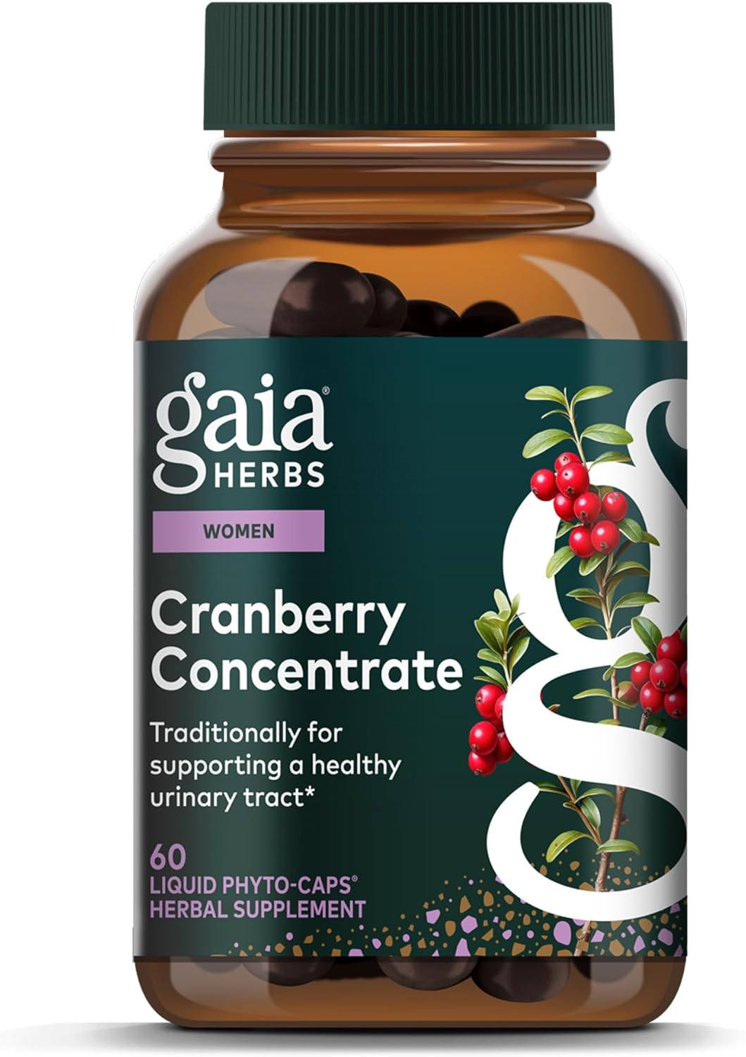 Gaia Herbs Cranberry Concentrate - Traditionally for Helping to Maintain Urinary Tract Health* - Made with Cranberry Fruit Juice Concentrate - 60 Vegan Liquid Phyto-Caps (60 Servings)