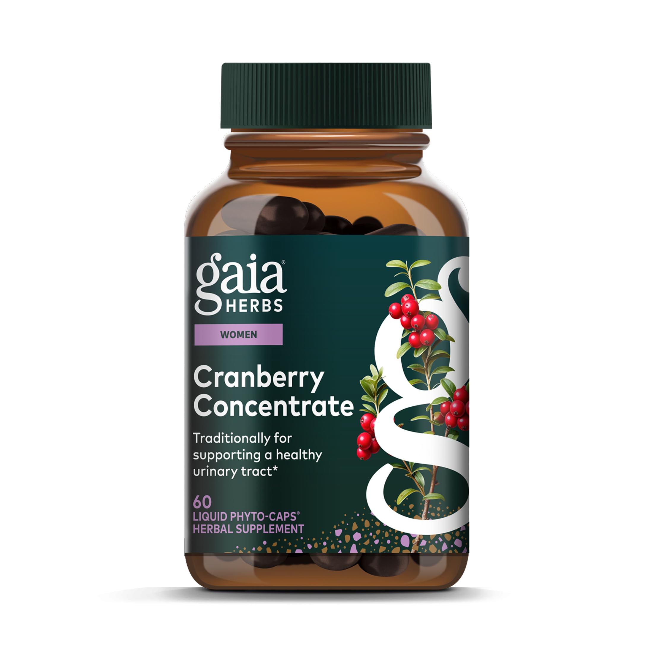 Gaia Herbs Cranberry Concentrate - Helps Maintain Urinary Tract Health - Made with Organic Cranberry Fruit Juice Extract in Convenient Capsules - 60 Vegan Liquid Phyto-Capsules (30-Day Supply)