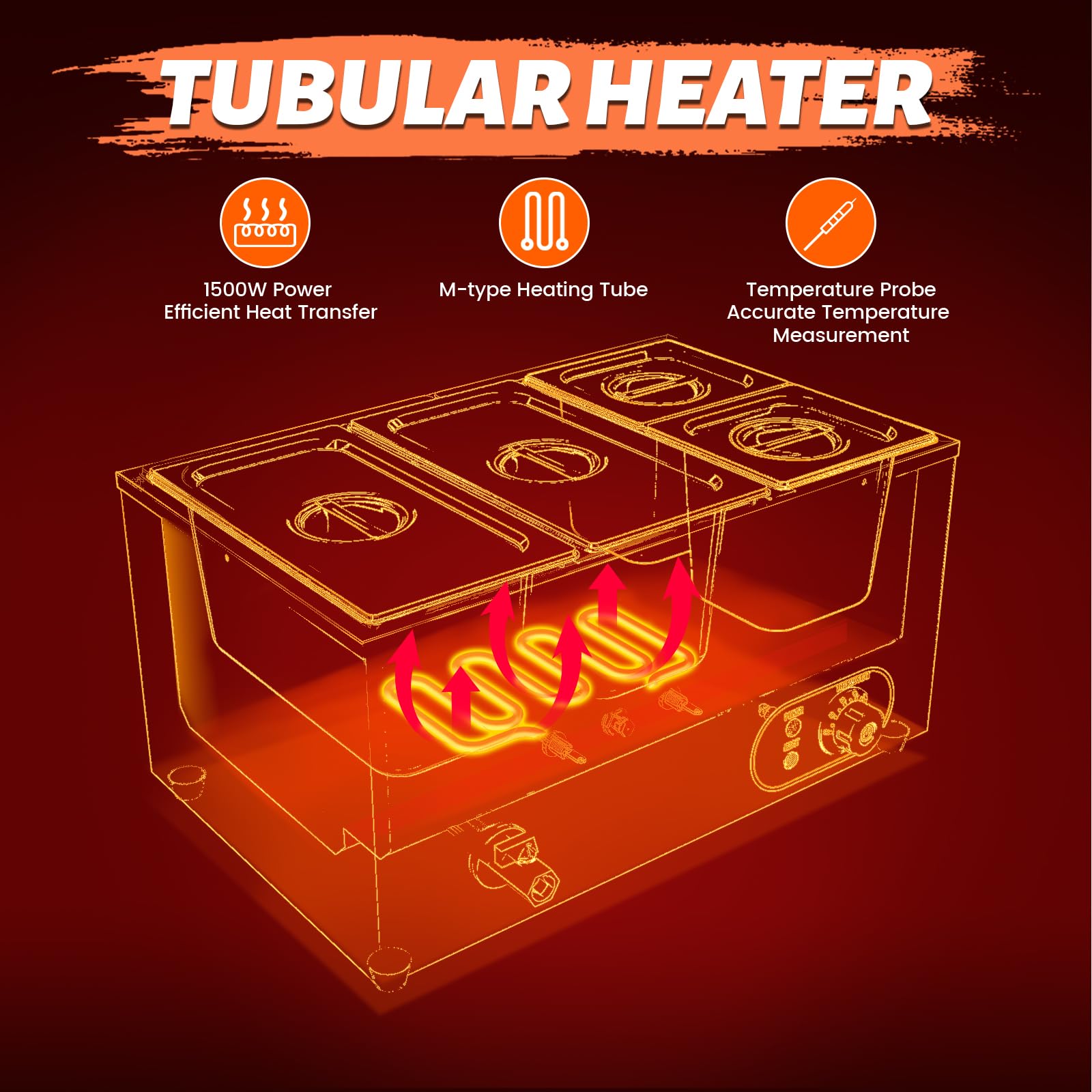 Baño María Eléctrico con 4 bandejas de Acero Inoxidable Bain Marie con Control de Temperatura