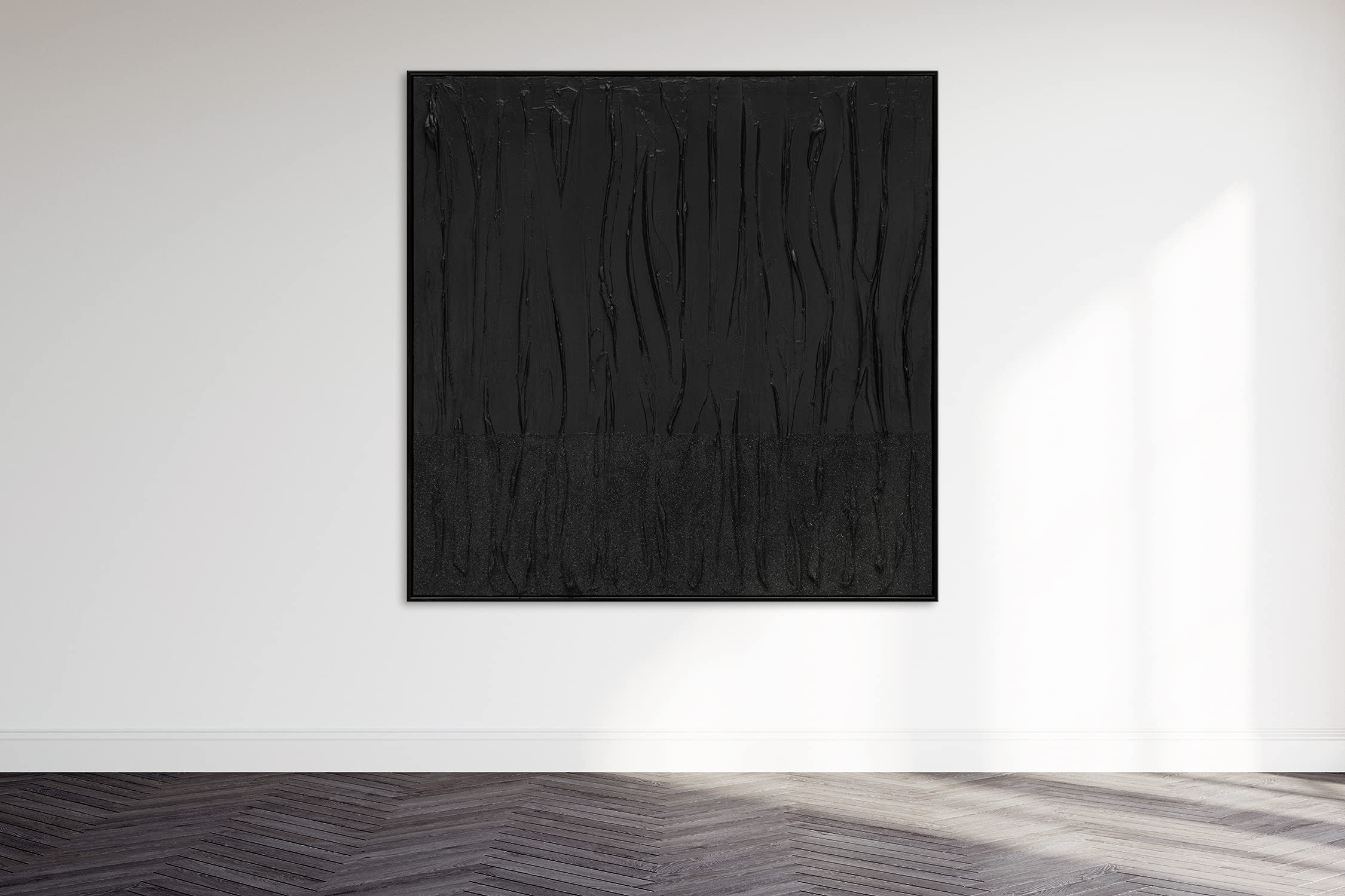 Abstrakt Acryl Gemälde auf Leinwand schwarzer Samt handgemalt Wandbilder Wohnzimmer modern Wohndekor quadratisch echtes Kunstwerk