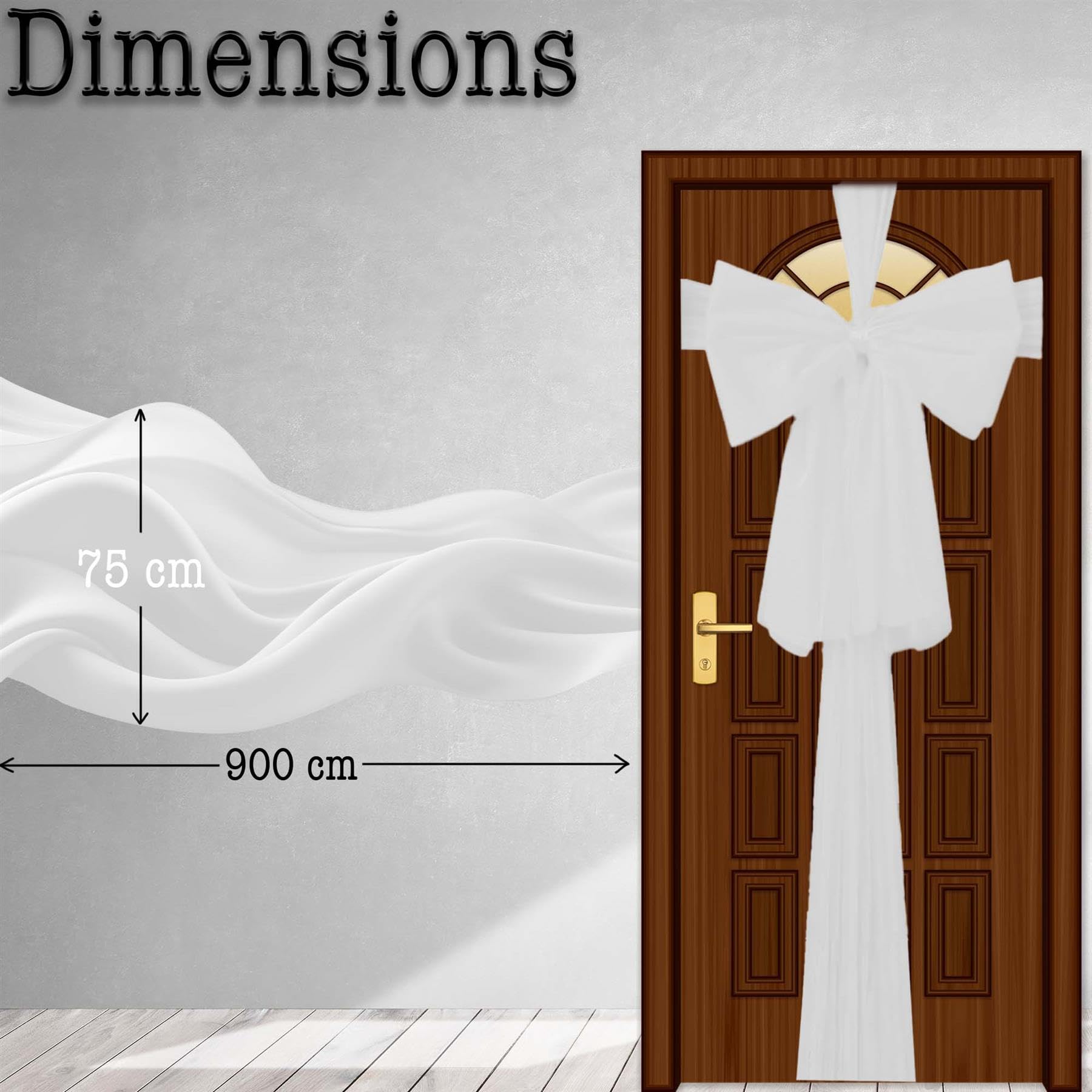 Christmas Door Bow - White 9m Giant Bow Door Cover - Front Door Decorations for Xmas Wedding Baby Shower Outside Home Decor - Image 3