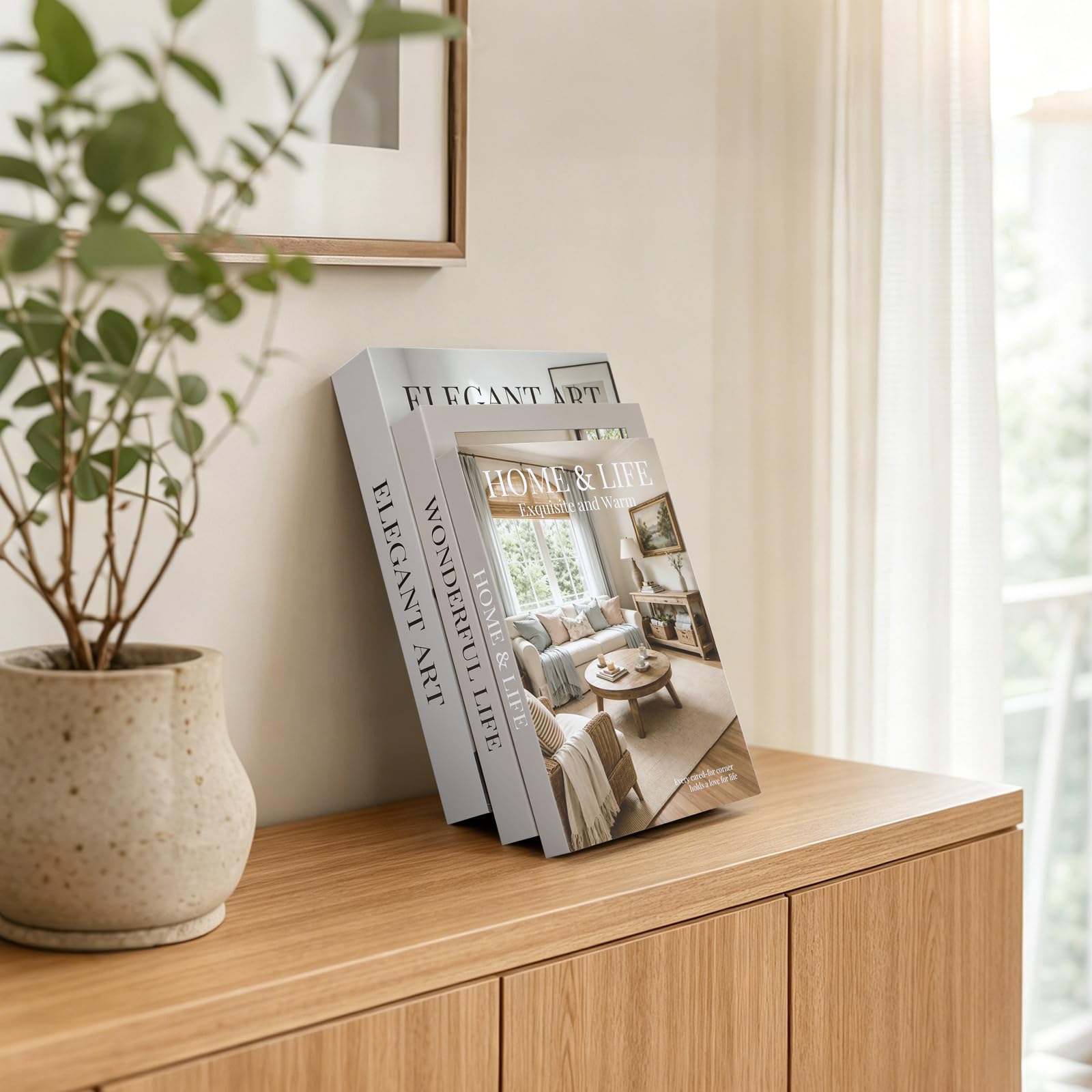AFFLAT Set di 3 libri decorativi per la casa, libri decorativi nascosti, libri decorativi minimalisti per tavolino, scaffale, decorazione interna della casa, possono essere utilizzati anche come