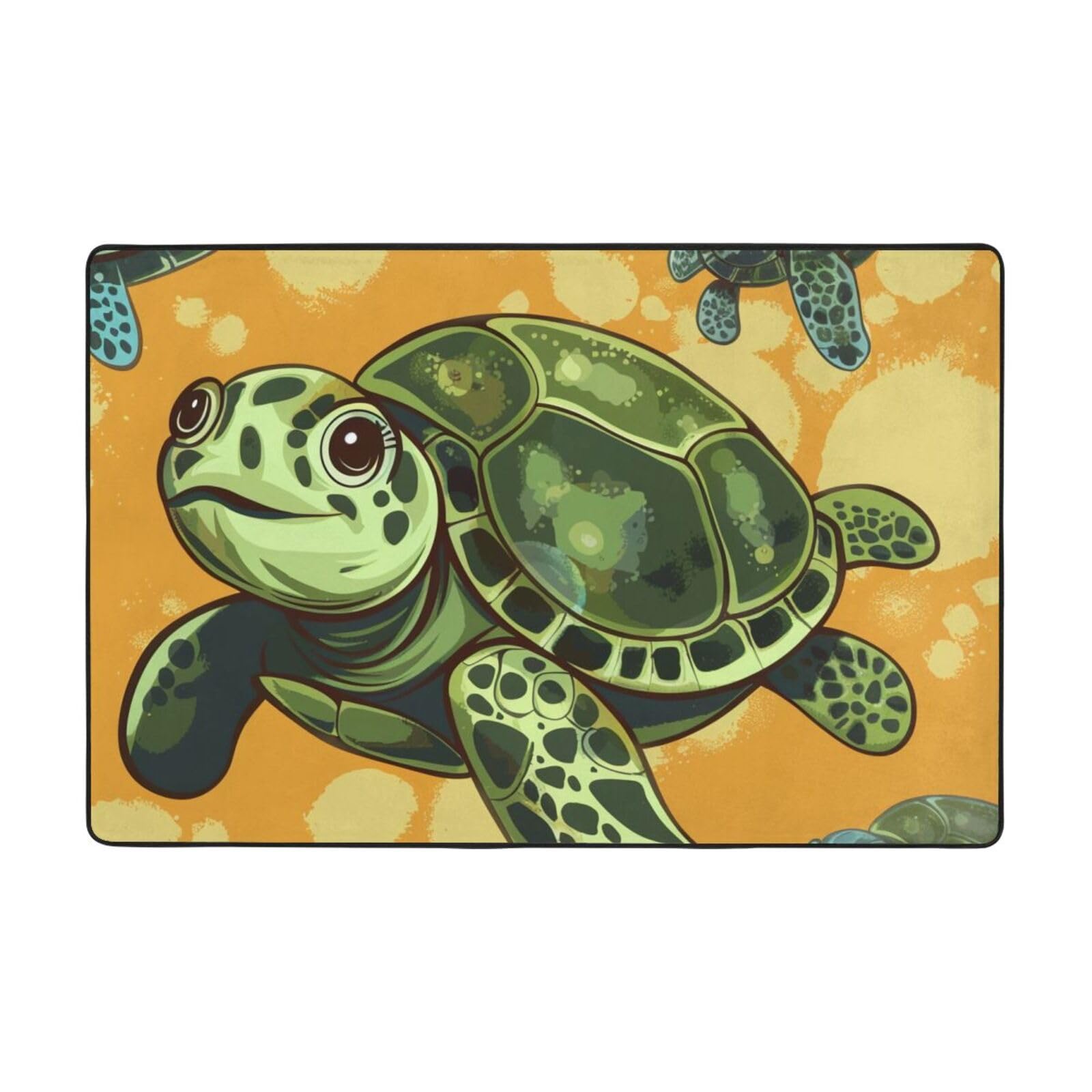 Tapis salon tortue de mer de Noël grand format lavable en machine
